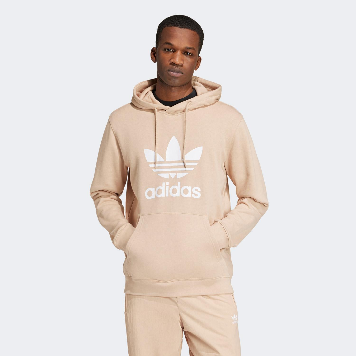 adidas Adıcolor Classıcs Trefoıl Kapüşonlu Erkek Bej Sweatshirt