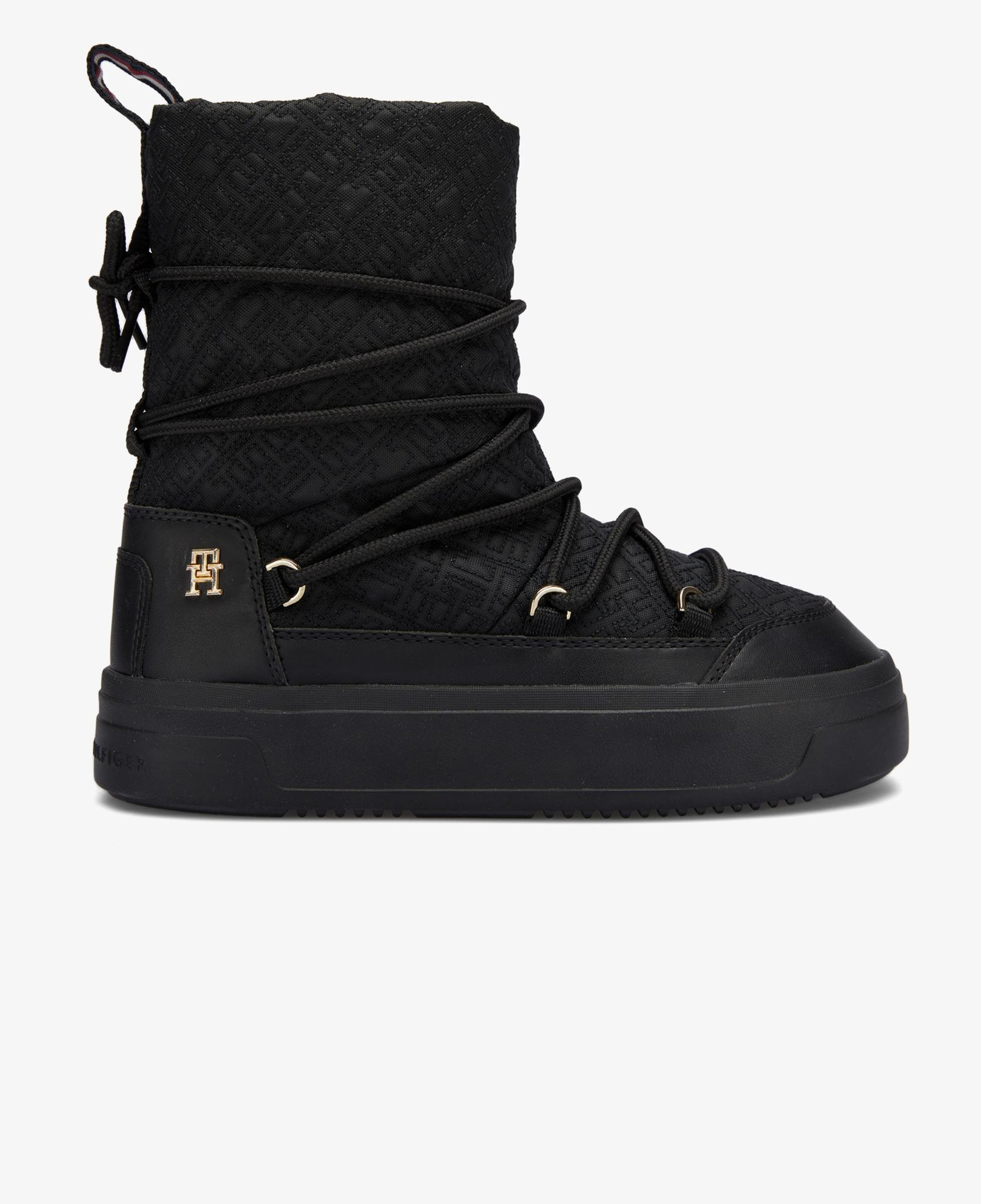 Tommy Hilfiger Lace-Up Monogram Kadın Siyah Bot