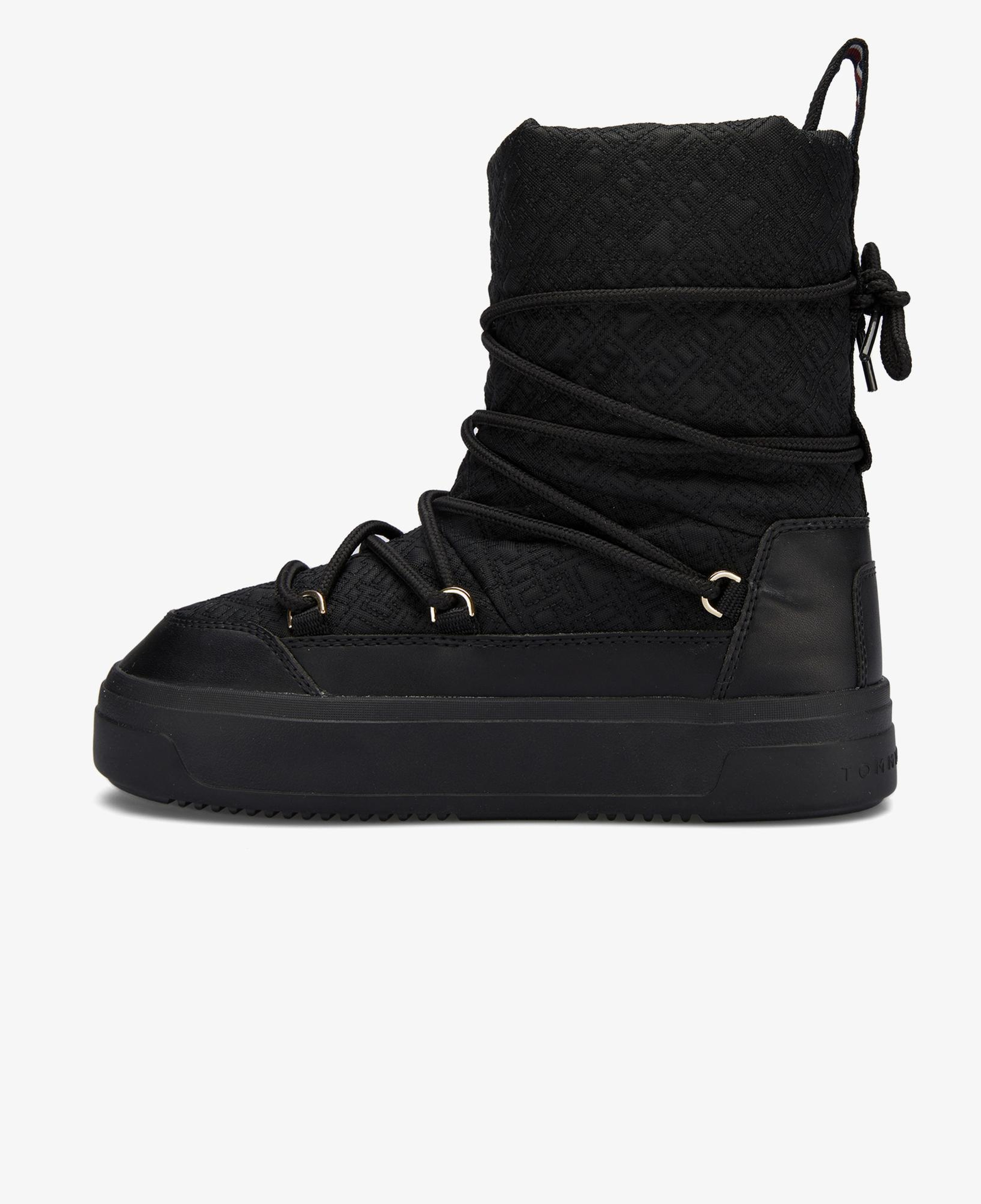 Tommy Hilfiger Lace-Up Monogram Kadın Siyah Bot