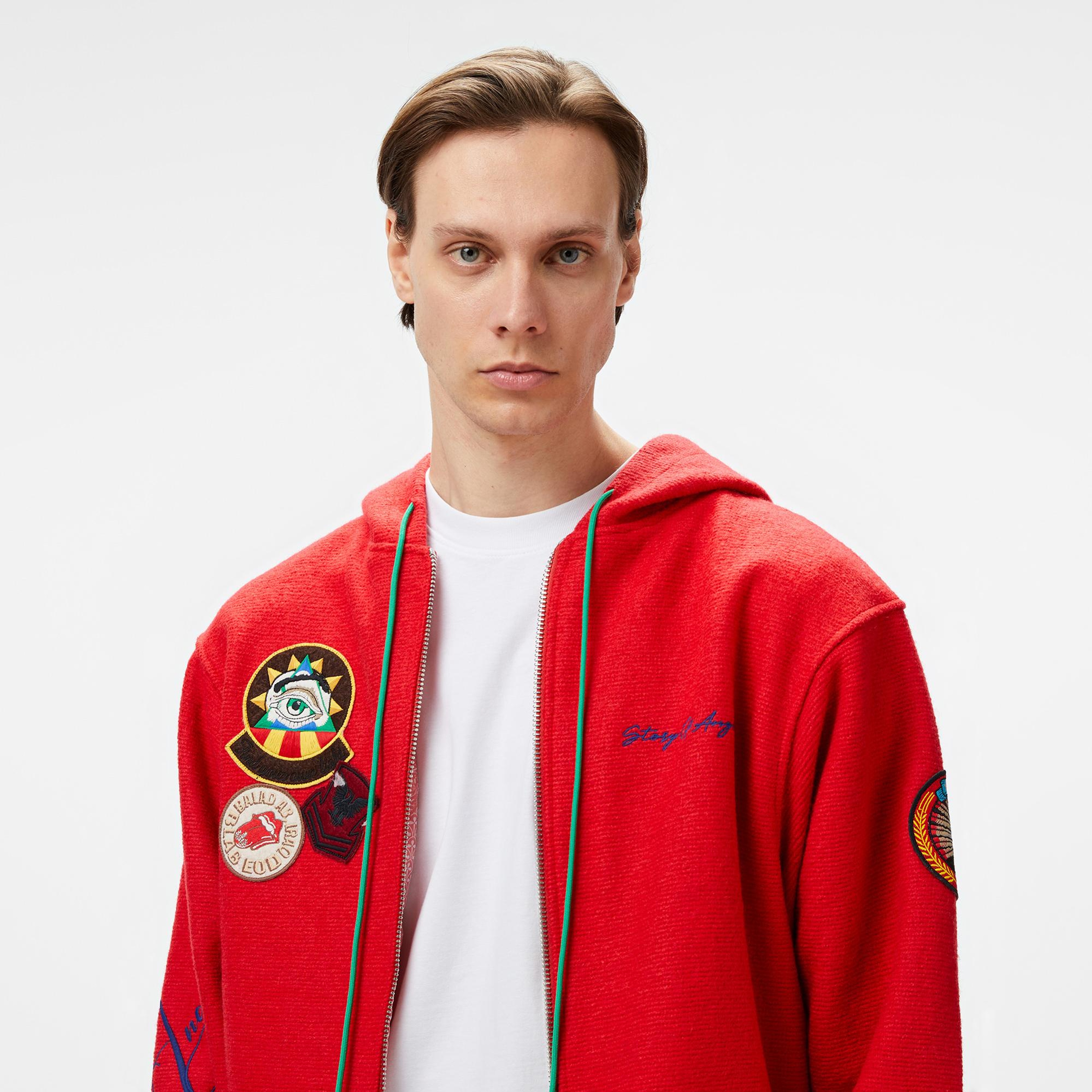 Story Of Angels Soa Big Chef Lana Wool Oversize Hooded Erkek Kırmızı Ceket