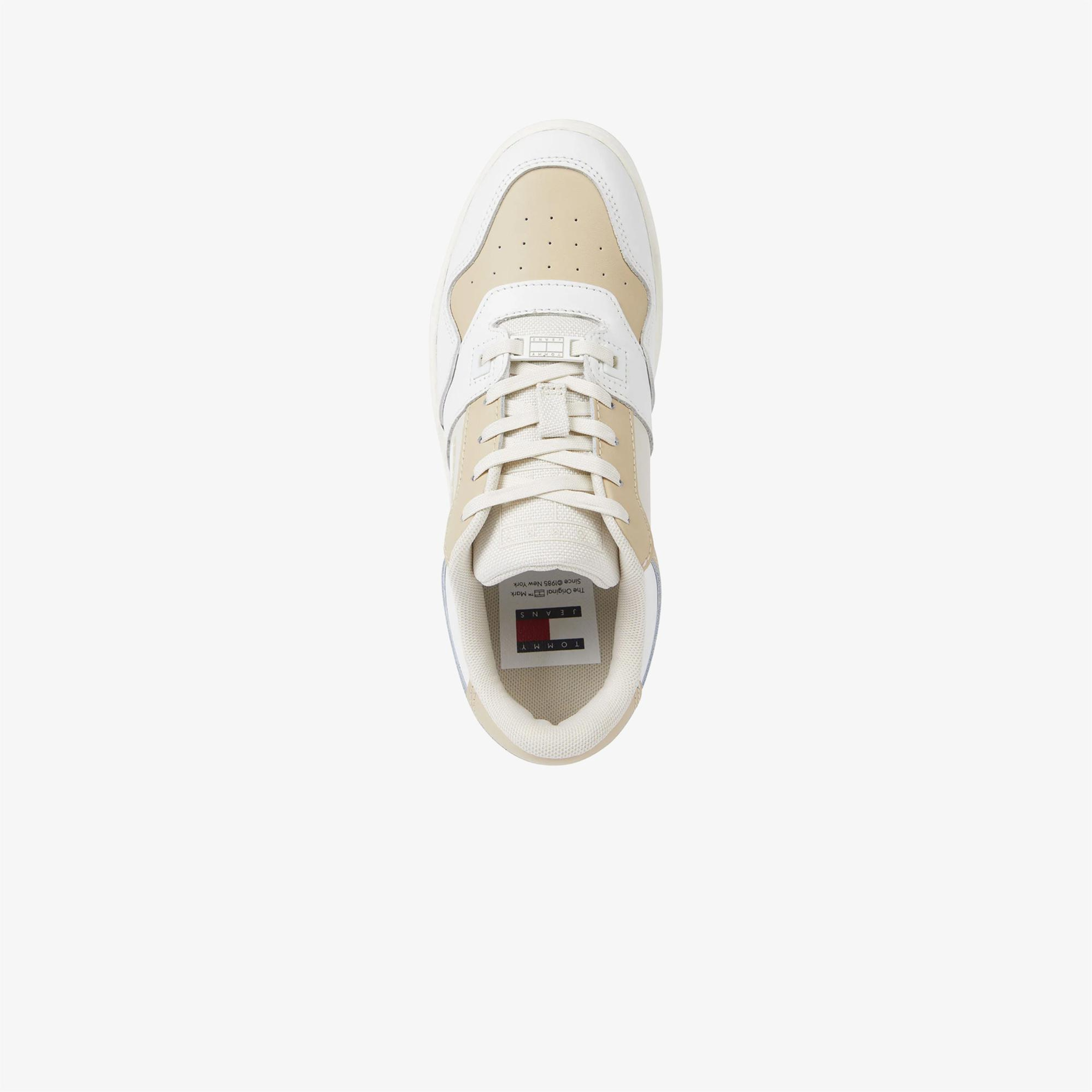 Tommy Jeans Retro Basket Tonal Deri Kadın Bej Spor Ayakkabı