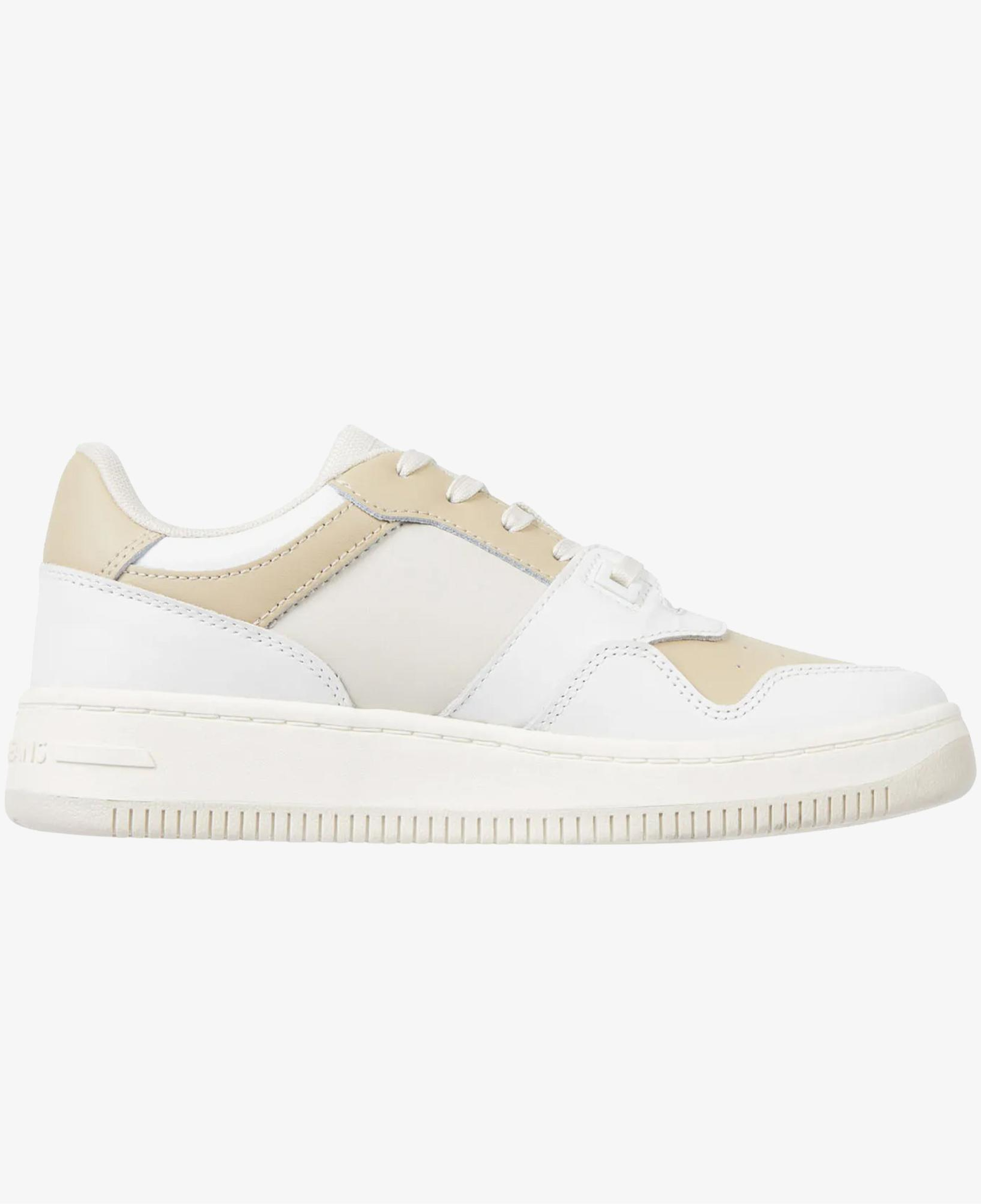 Tommy Jeans Retro Basket Tonal Deri Kadın Bej Spor Ayakkabı