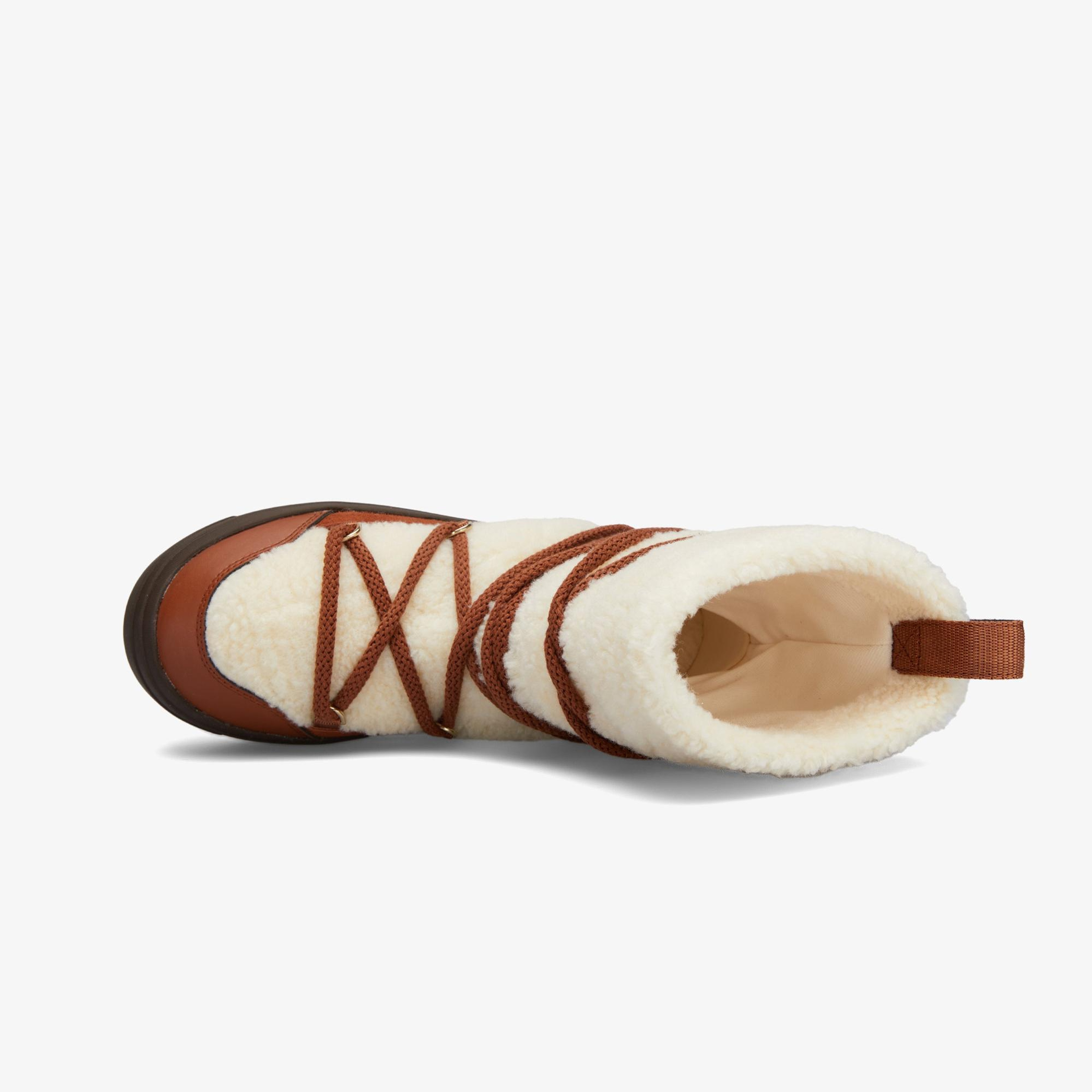 Tommy Hilfiger Lace-Up Faux Shearling Kadın Kahverengi Kar Botu