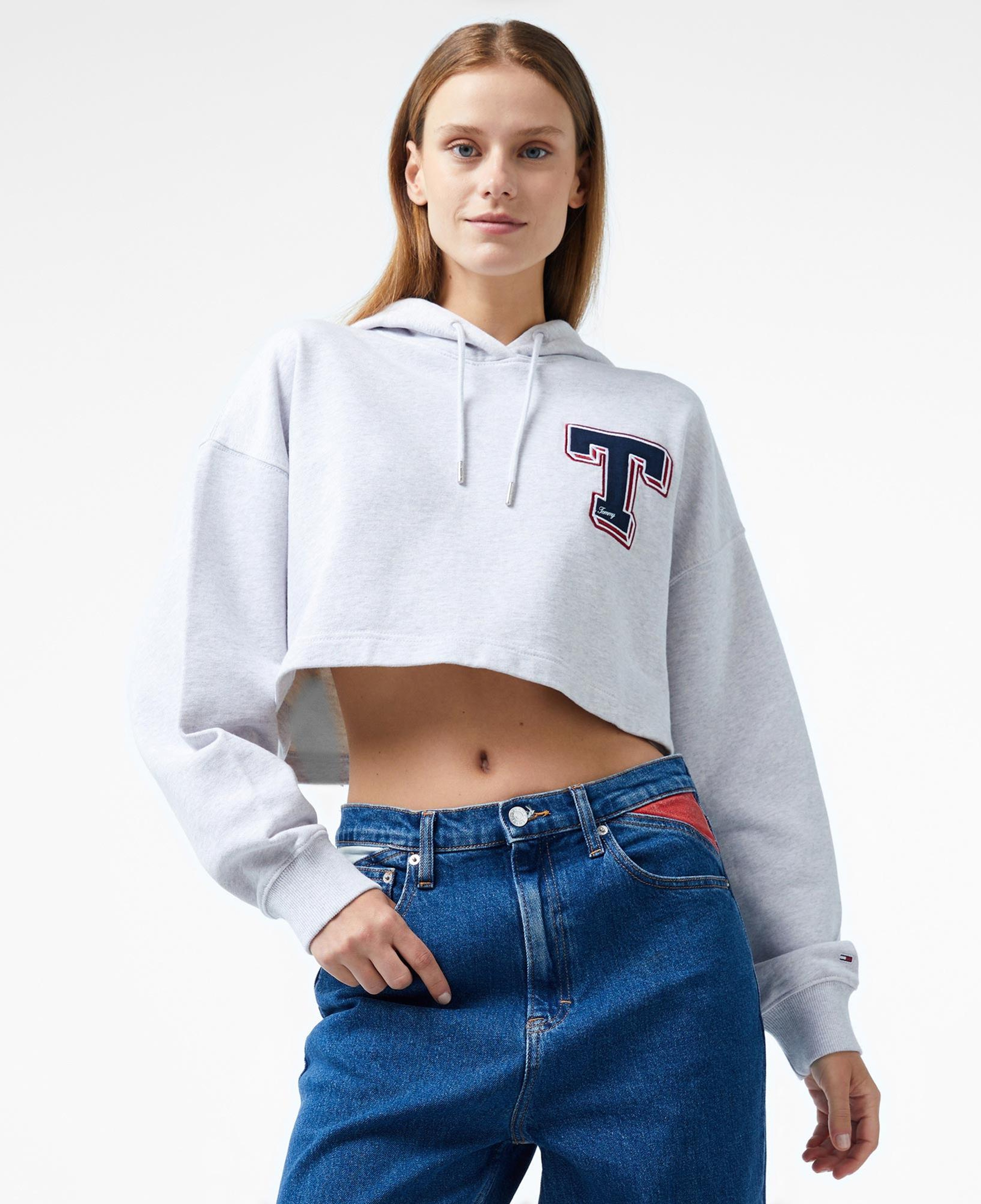 Tommy Jeans Letterman Kadın Gri Sweatshirt