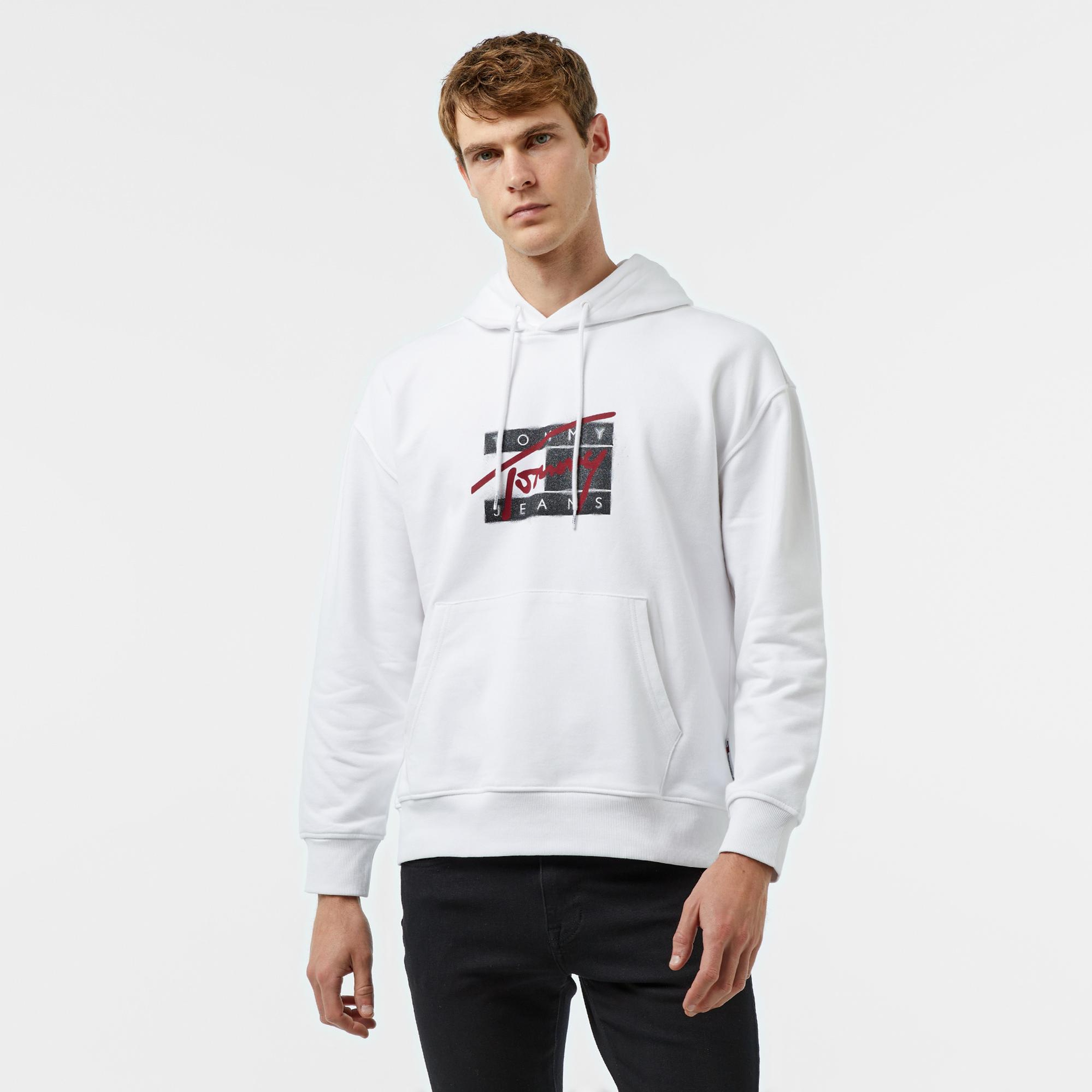 Tommy Jeans Rlx Graffiti Signature Erkek Beyaz Sweatshirt