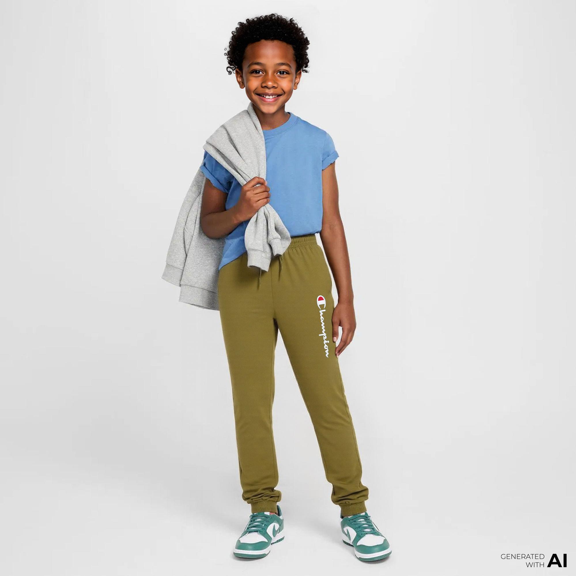 Champion Big Logo Fleece Jogger Çocuk Yeşil Eşofman Altı