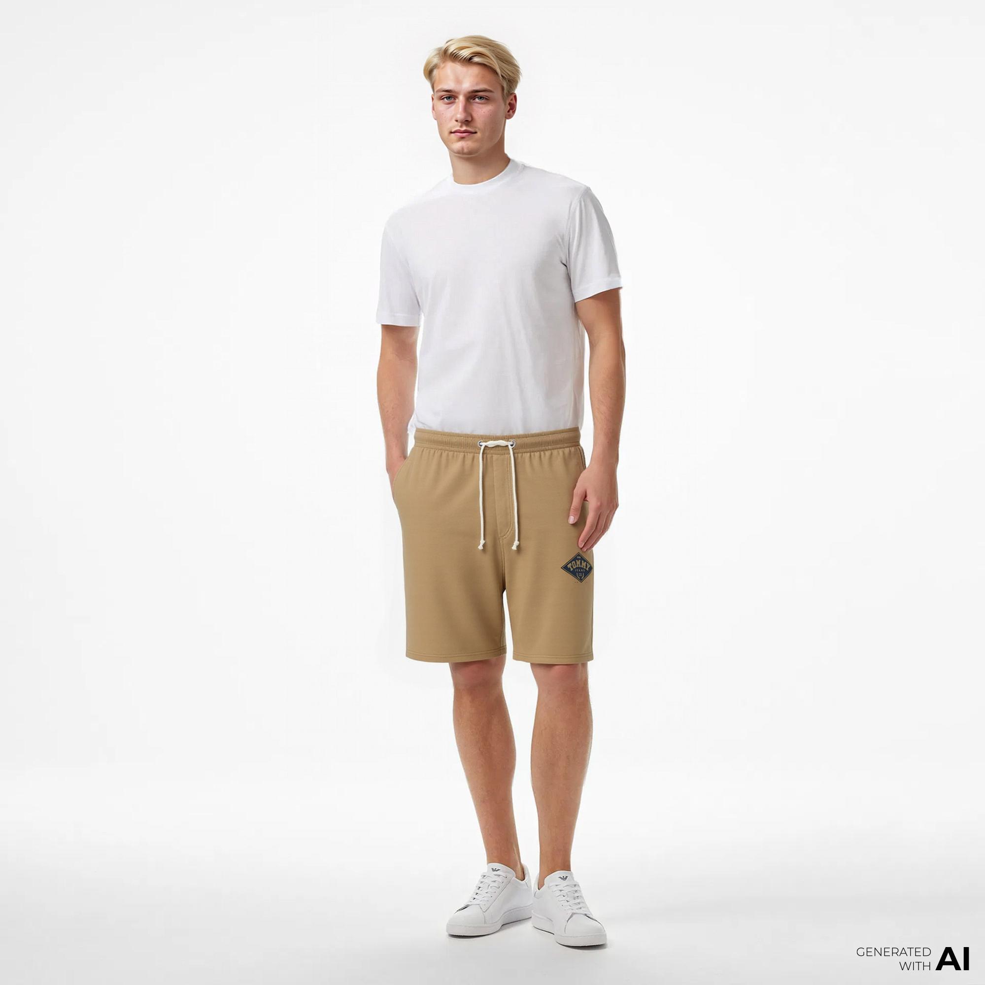 Tommy Jeans Regular Varsity Erkek Bej Şort