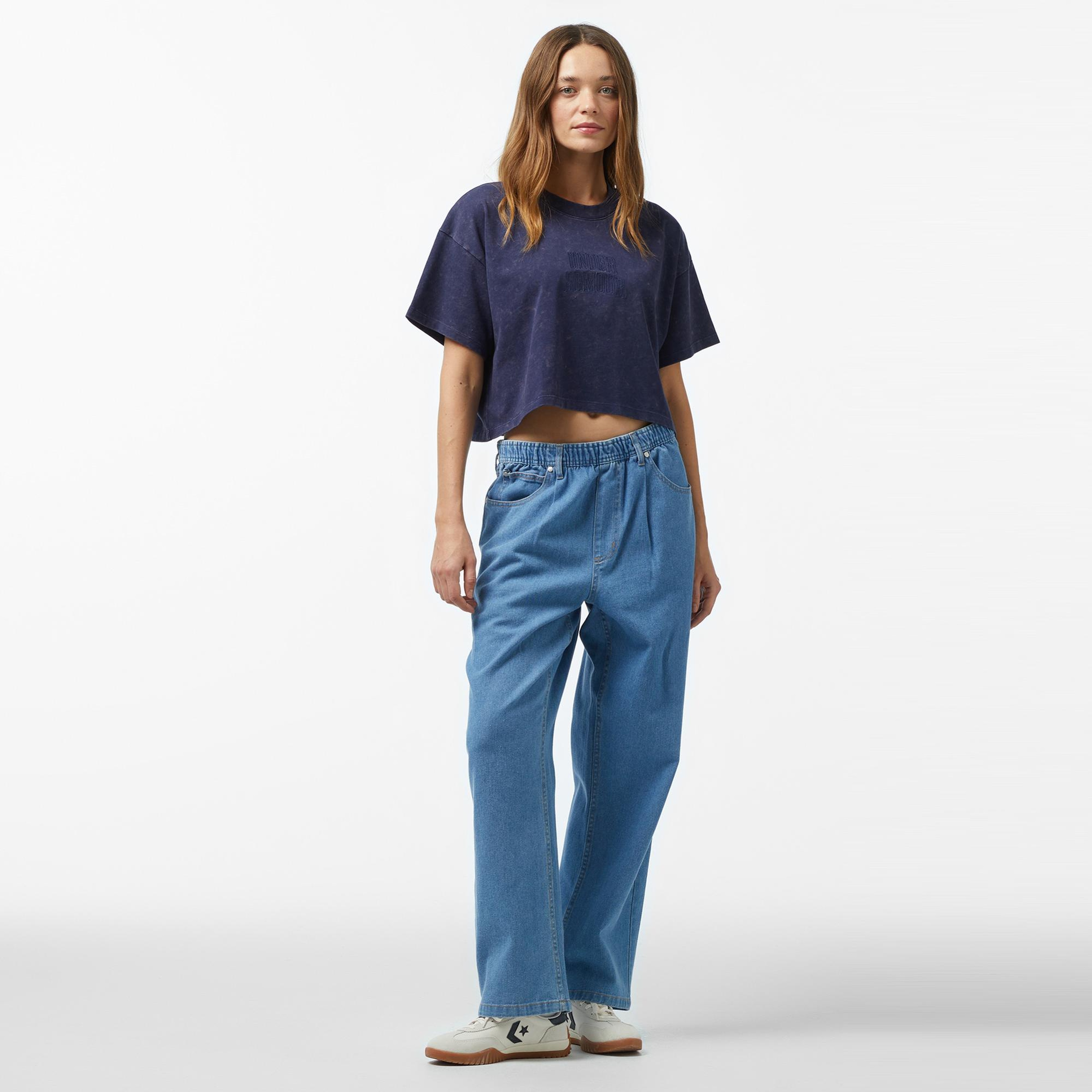 Under Armour Varsity Crop Hw Ss Kadın Lacivert T-Shirt