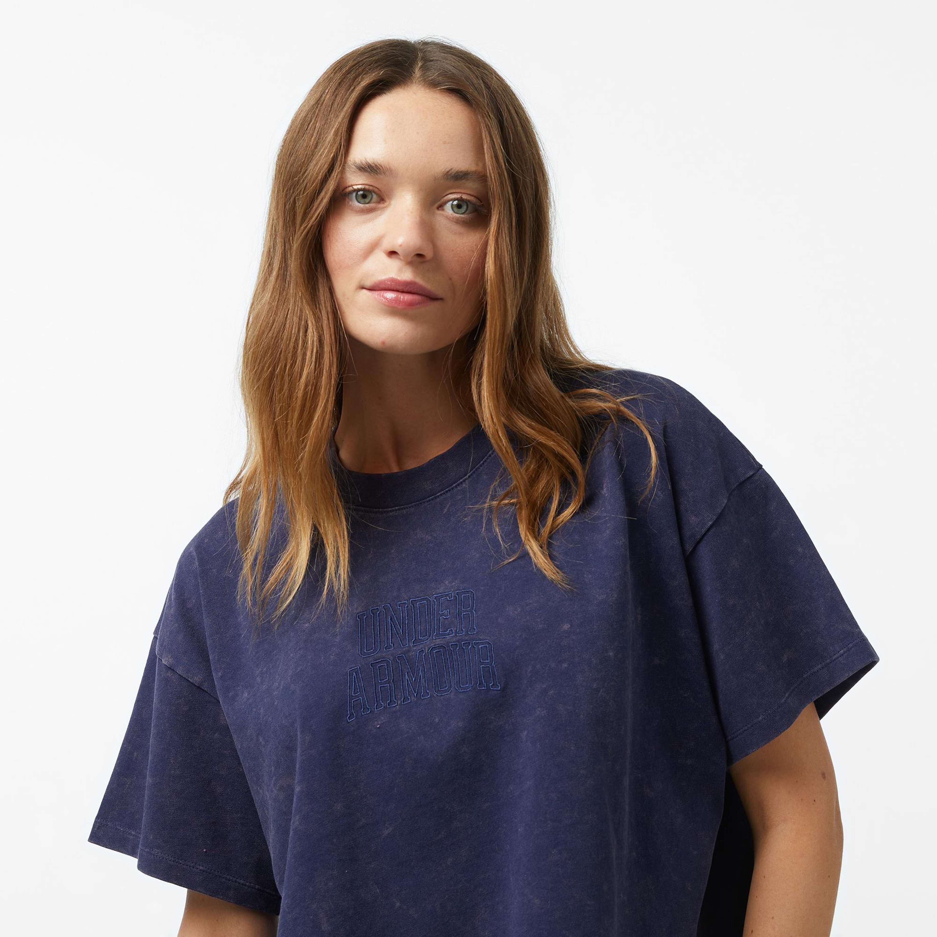 Under Armour Varsity Crop Hw Ss Kadın Lacivert T-Shirt