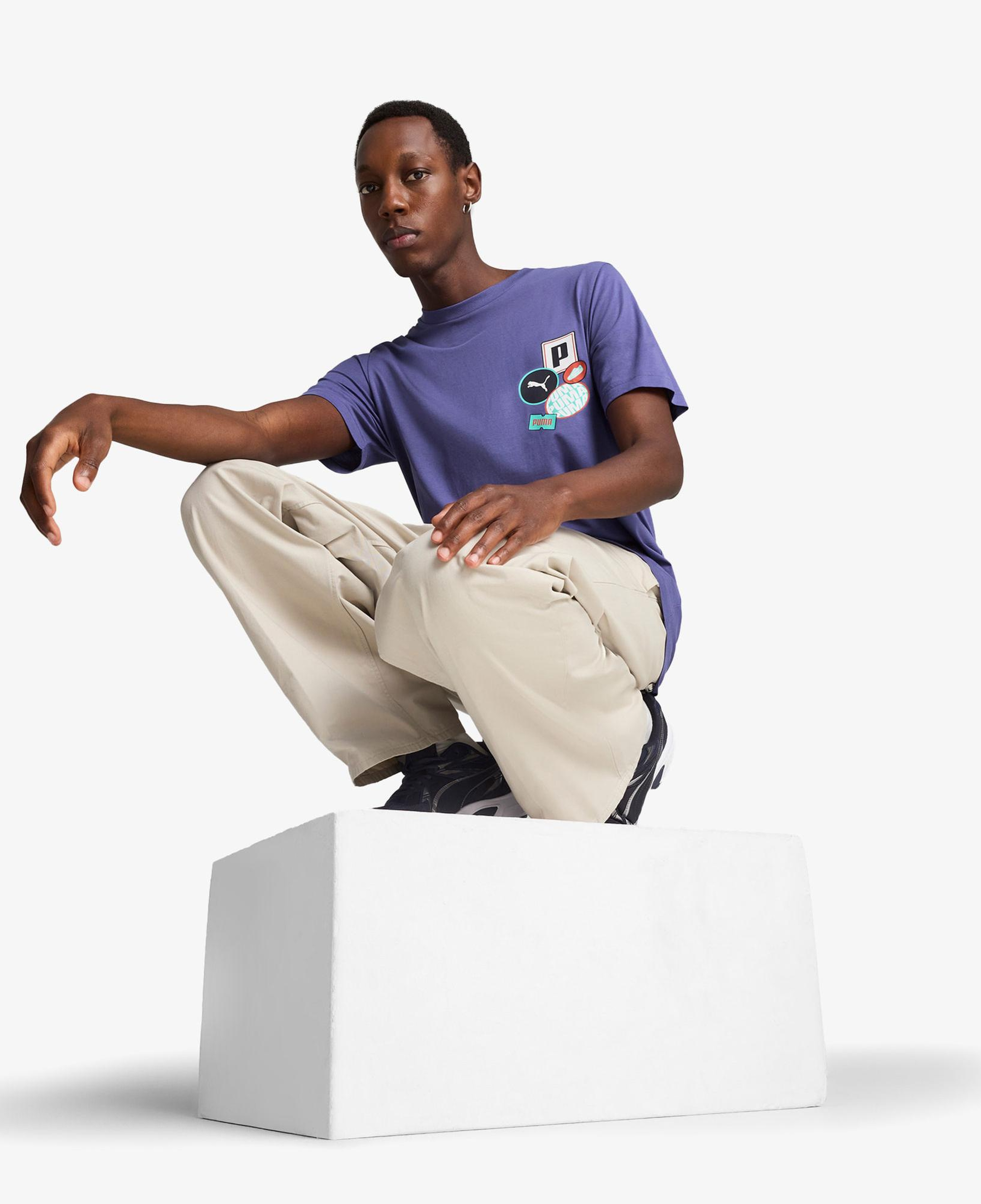 Puma Graphics icon Erkek Mavi T-Shirt