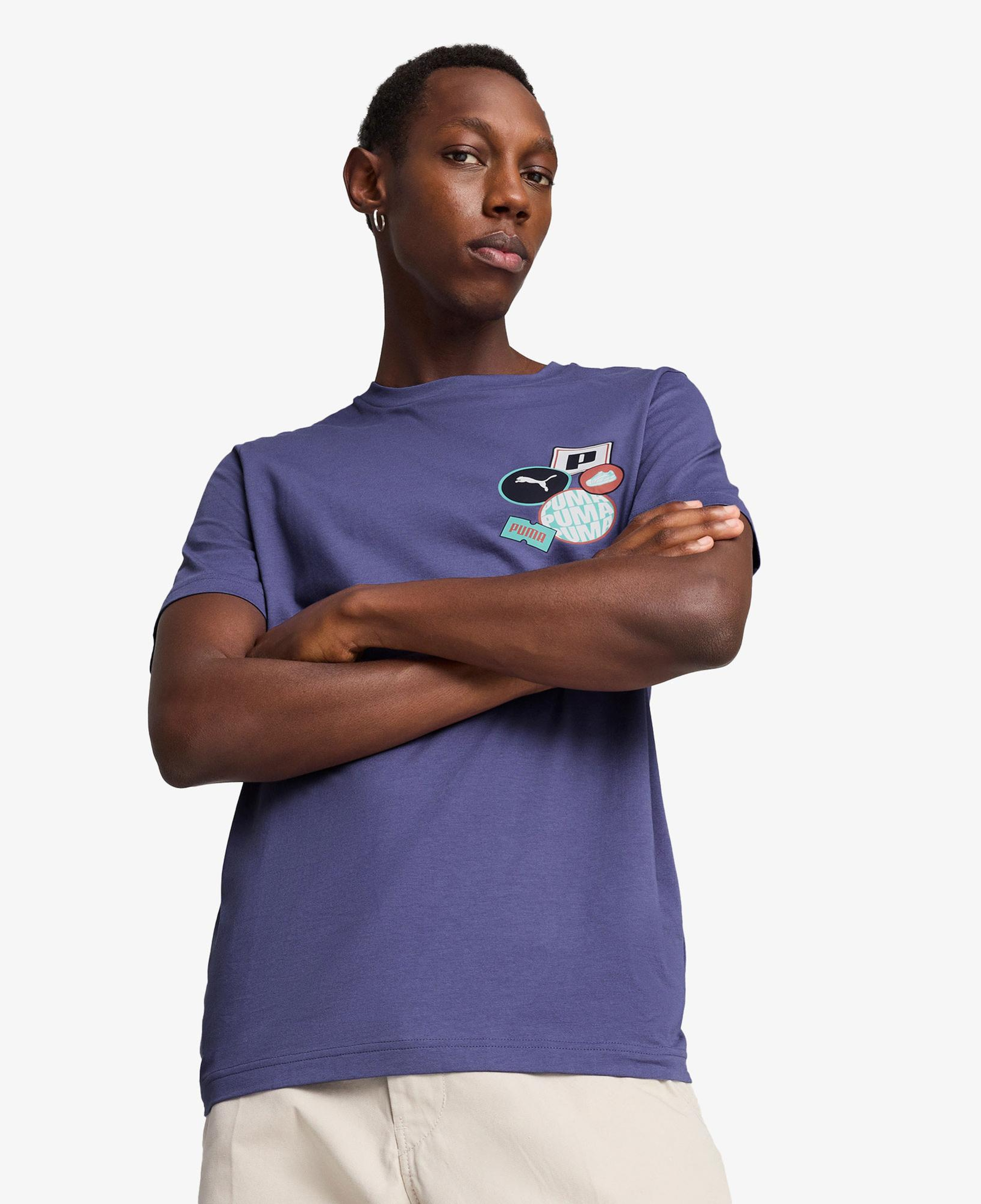 Puma Graphics icon Erkek Mavi T-Shirt