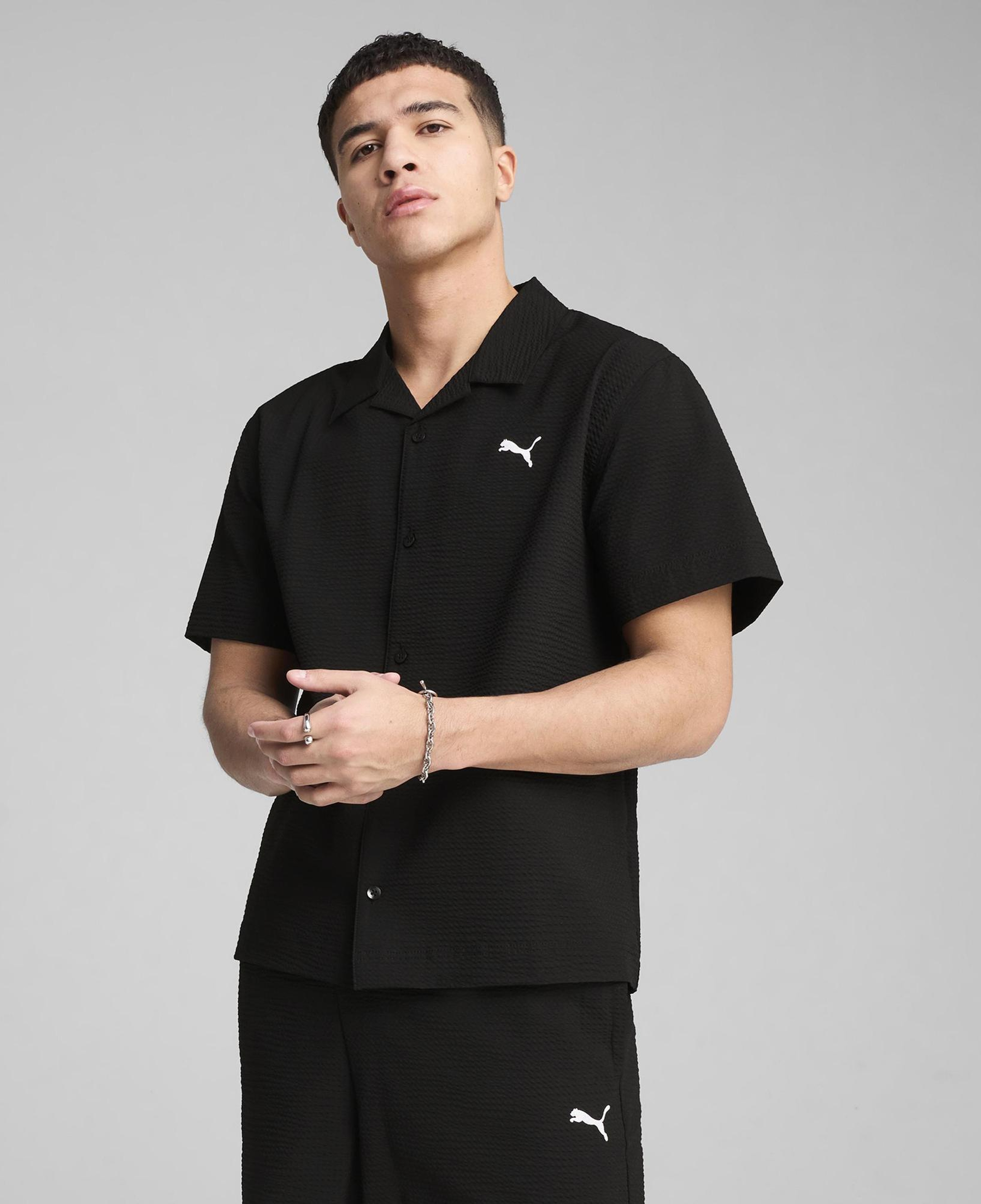 Puma Wardrobe Ess Relaxed Erkek Siyah Gömlek