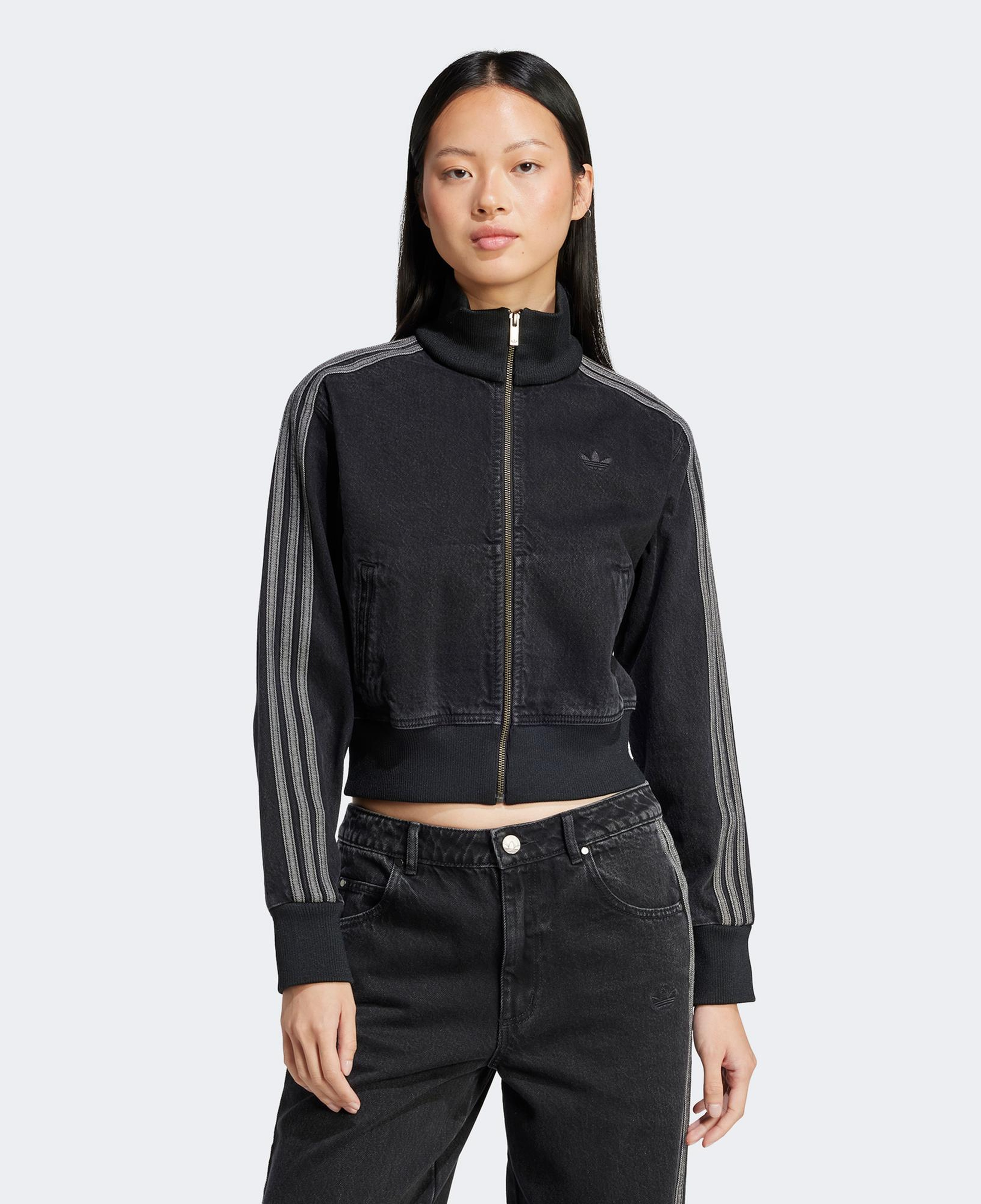 adidas Adicolor Denim Fermuarlı Kadın Siyah Eşofman Üstü