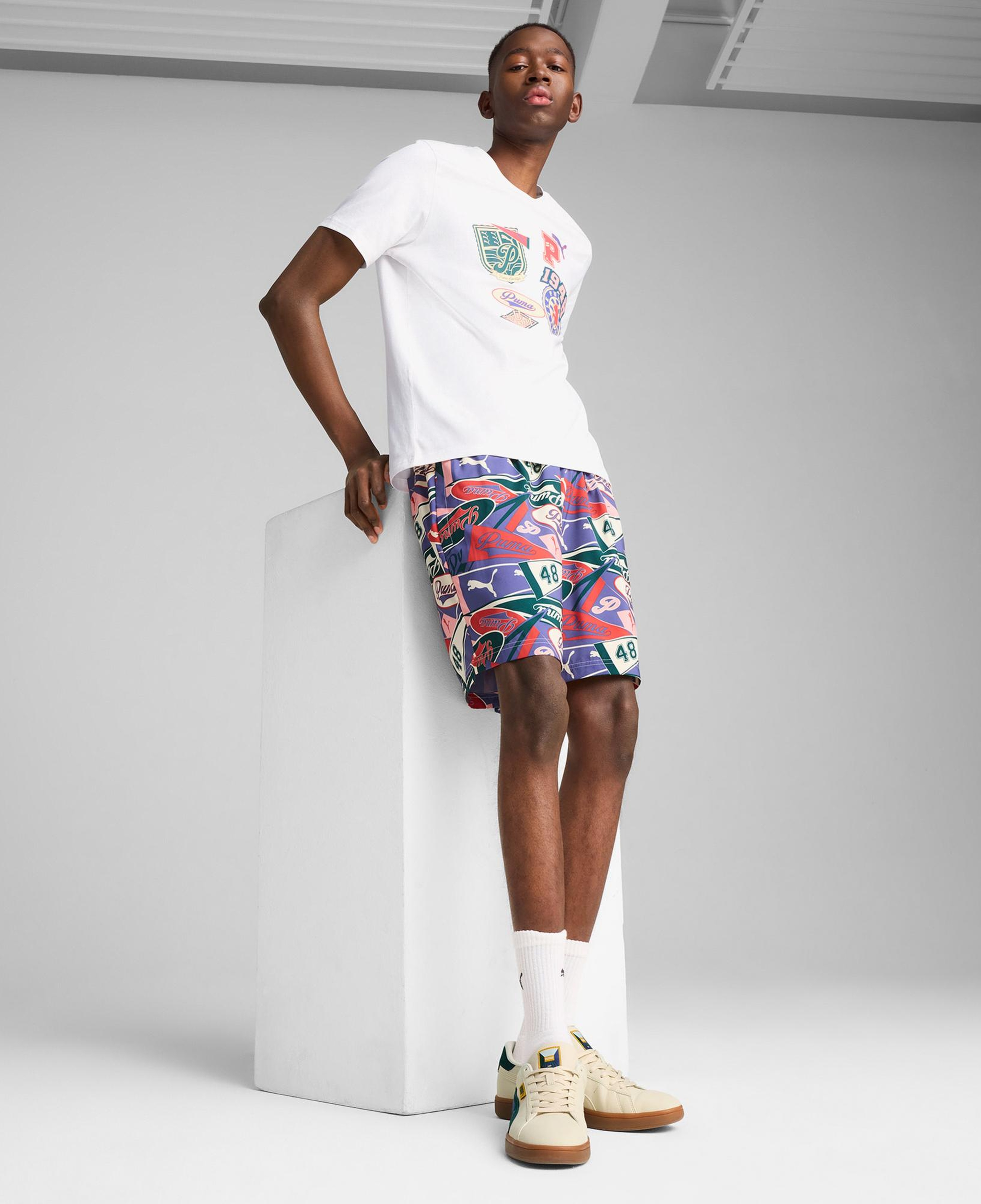 Puma Wardrobe Ess Graphic Erkek Beyaz T-Shirt