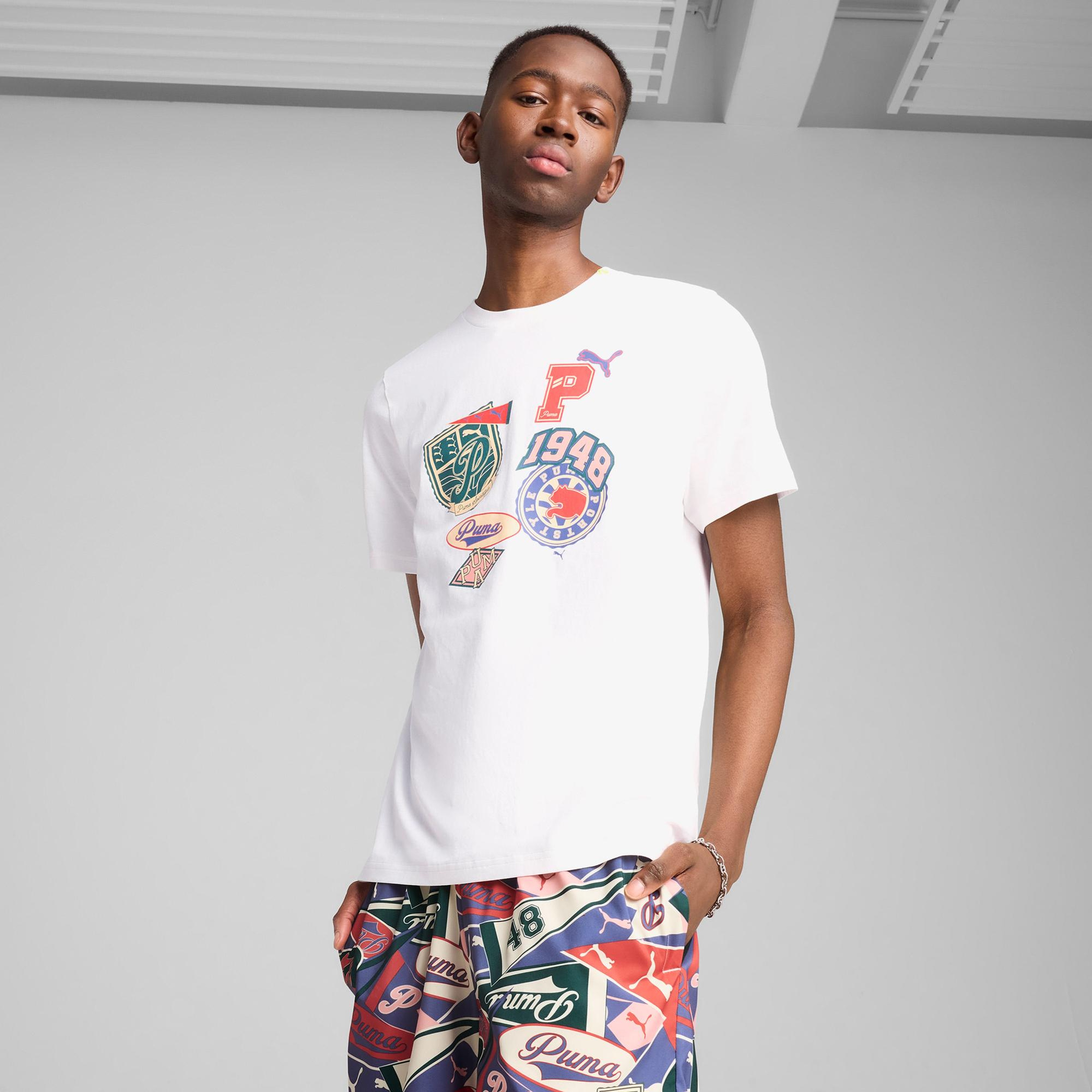 Puma Wardrobe Ess Graphic Erkek Beyaz T-Shirt