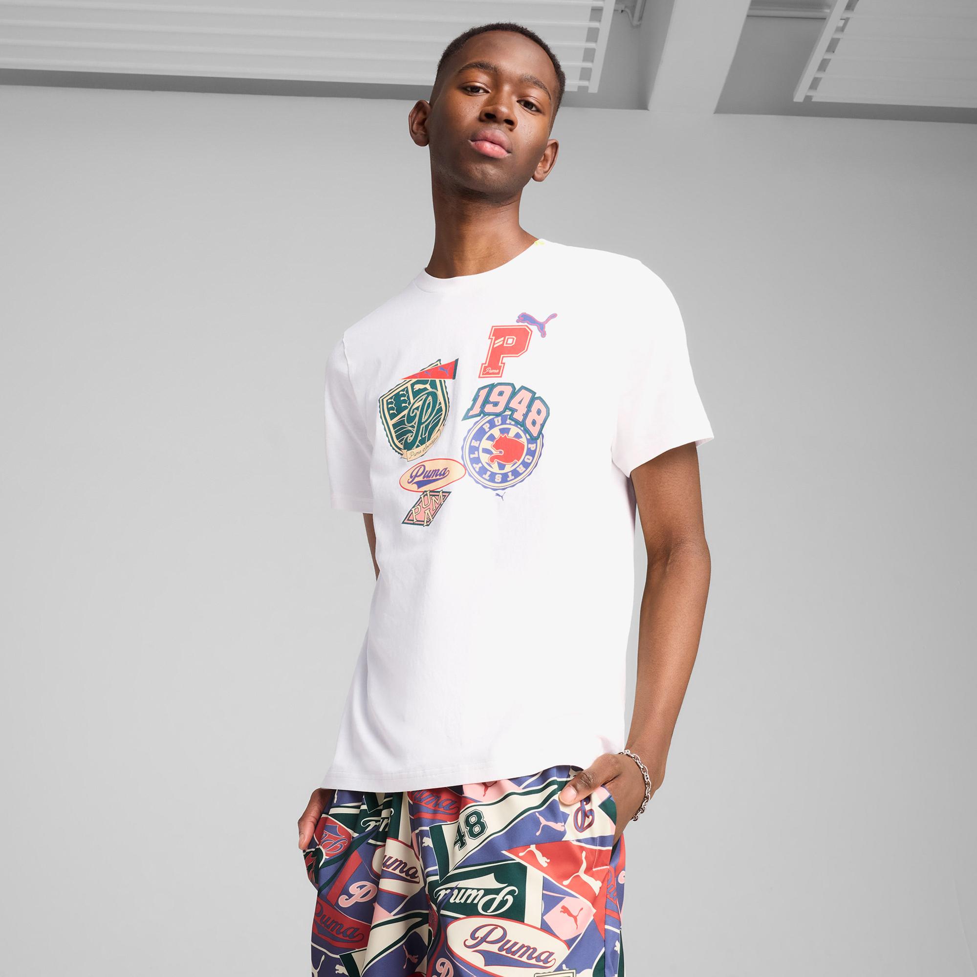 Puma Wardrobe Ess Graphic Erkek Beyaz T-Shirt