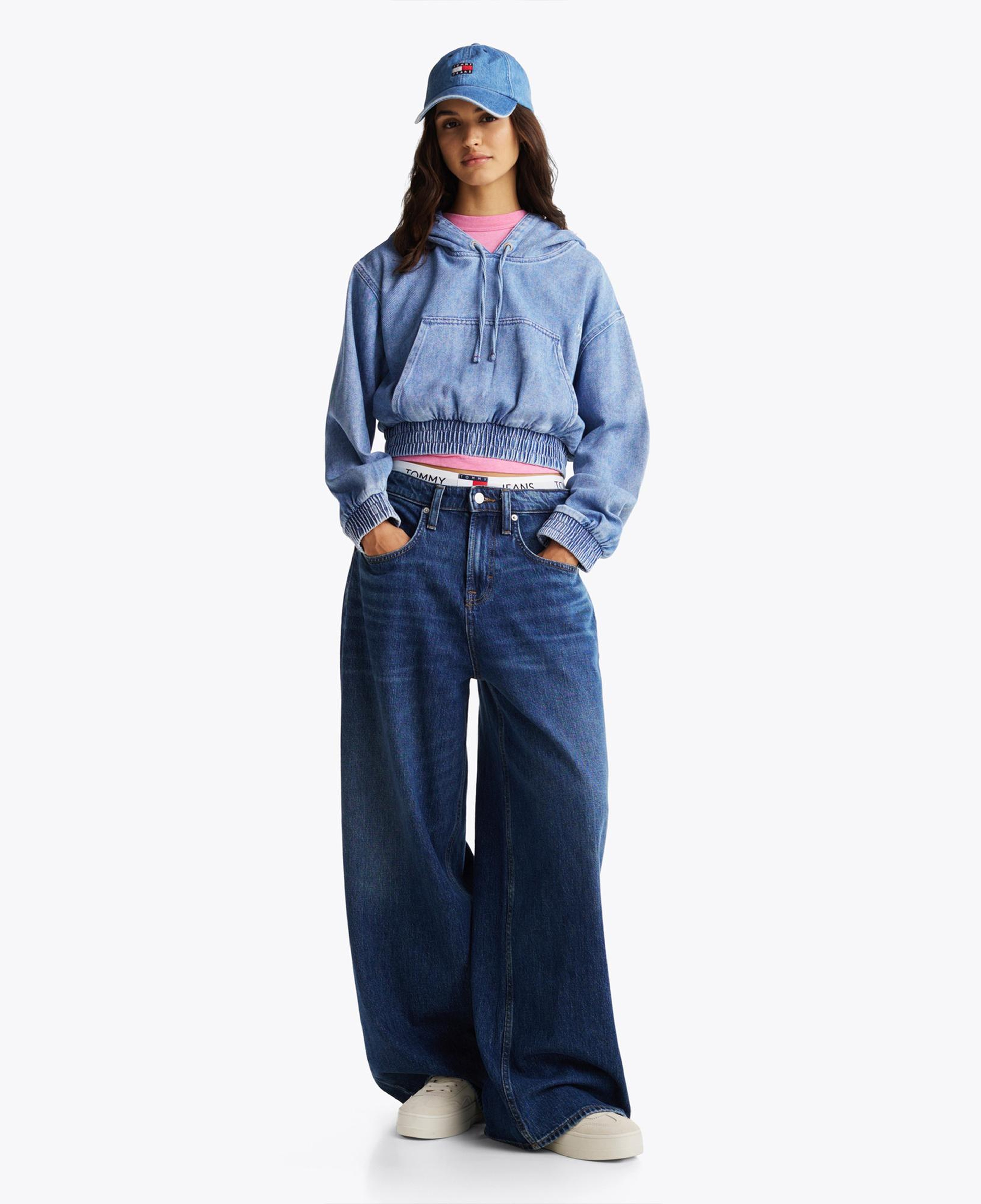 Tommy Hilfiger Tjw Denim Cropped Kadın Mavi Hoodie