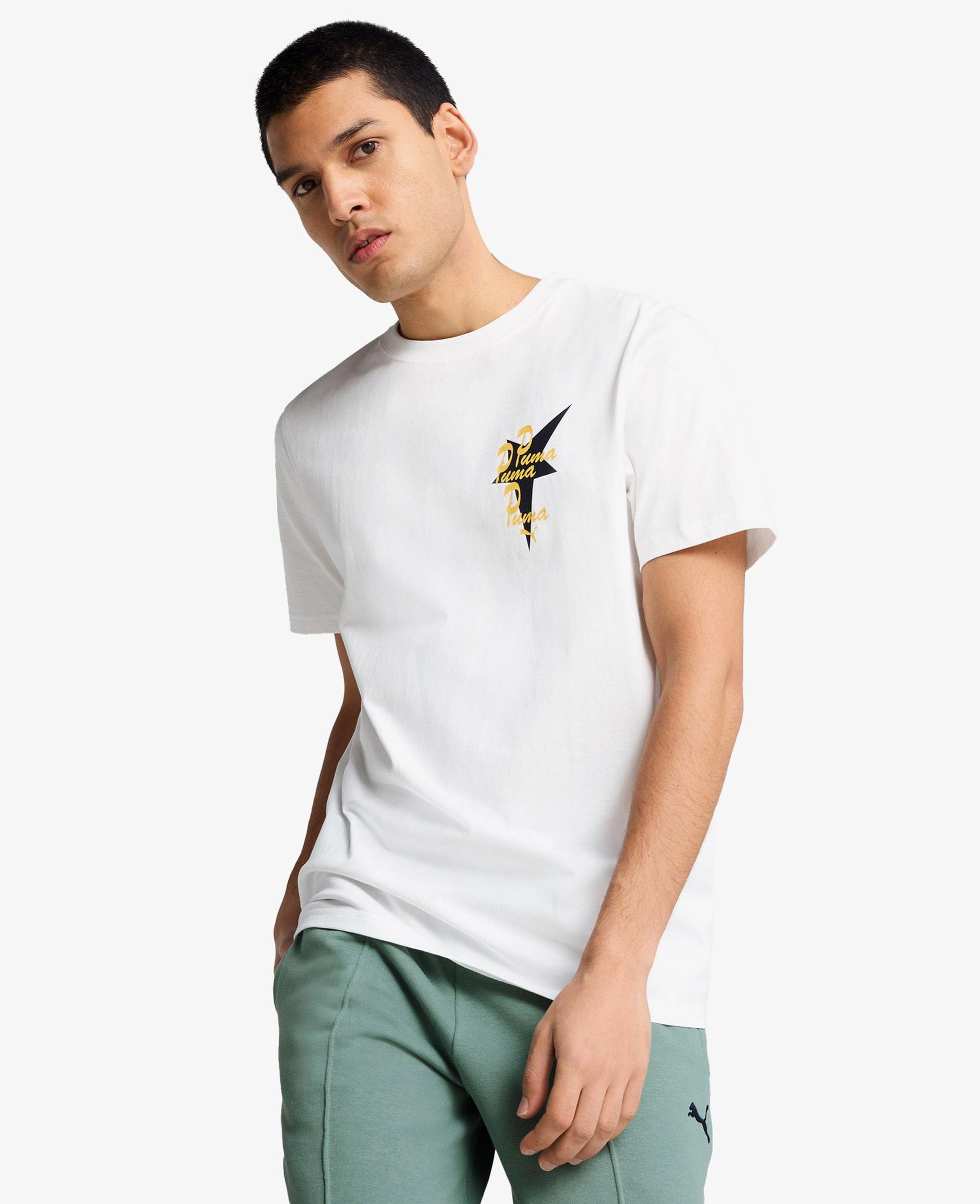 Puma Wardrobe Ess Graphic Erkek Beyaz T-Shirt