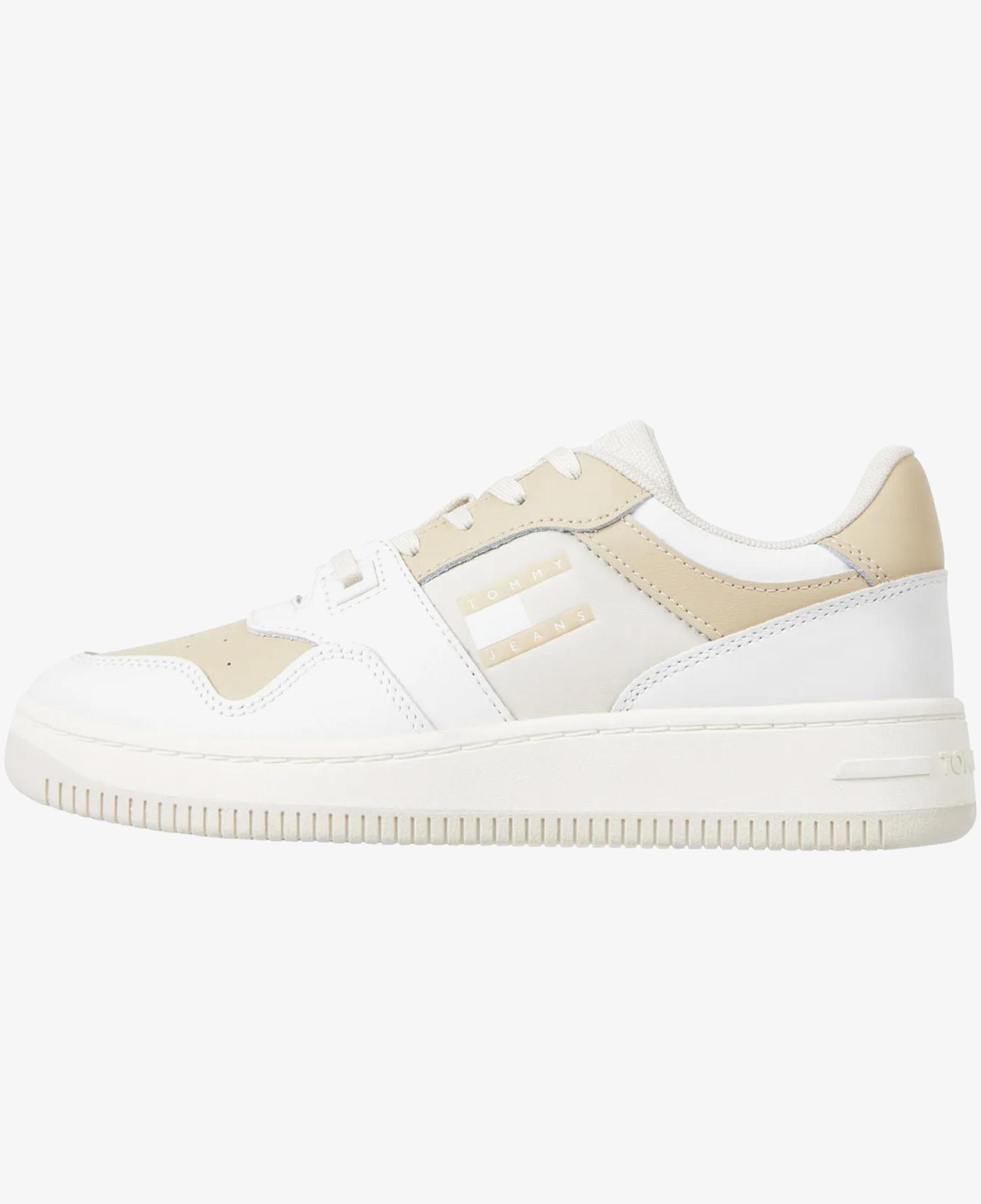 Tommy Jeans Retro Basket Tonal Deri Kadın Bej Spor Ayakkabı