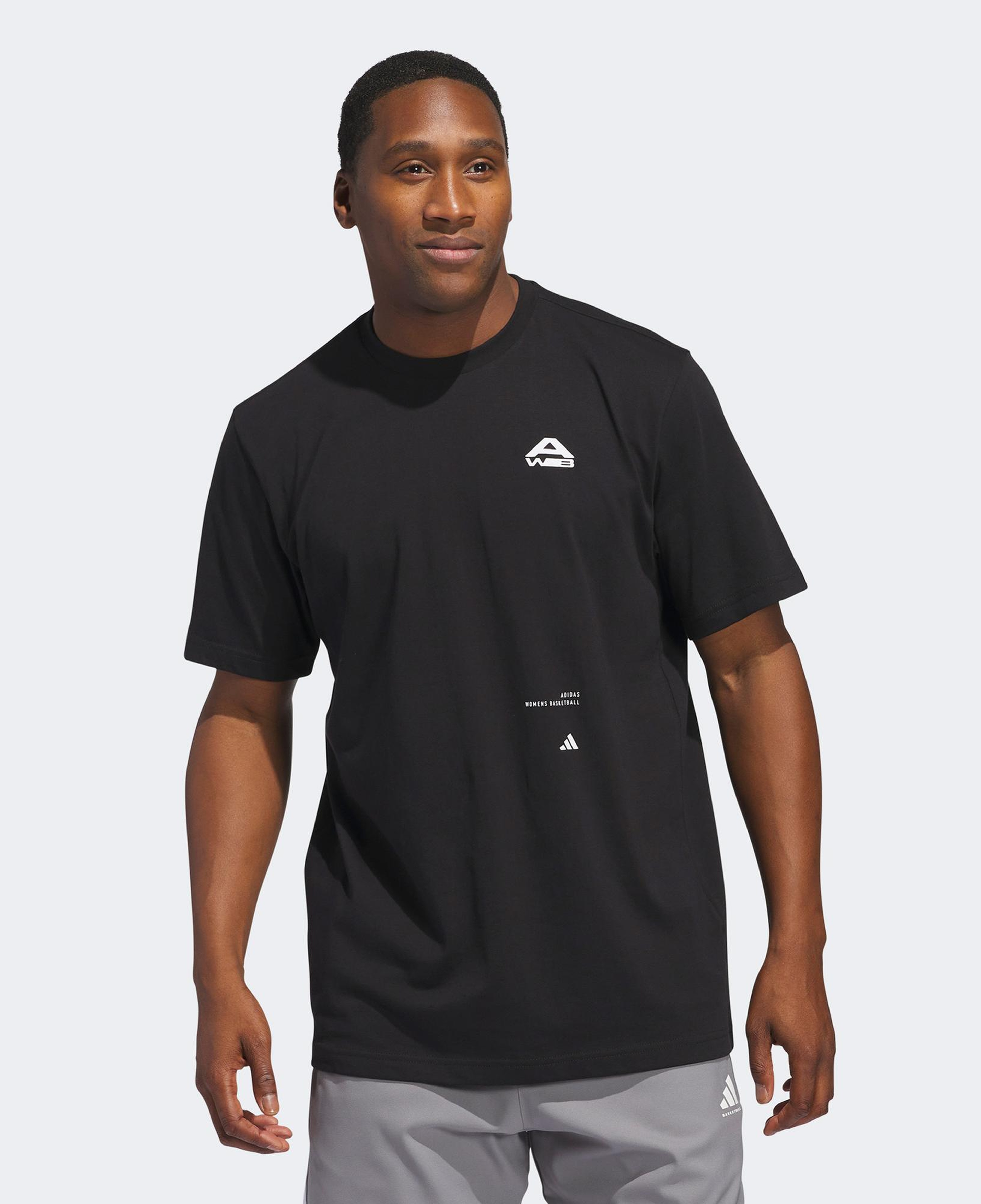 adidas Basketbol Baskılı Erkek Siyah T-Shirt