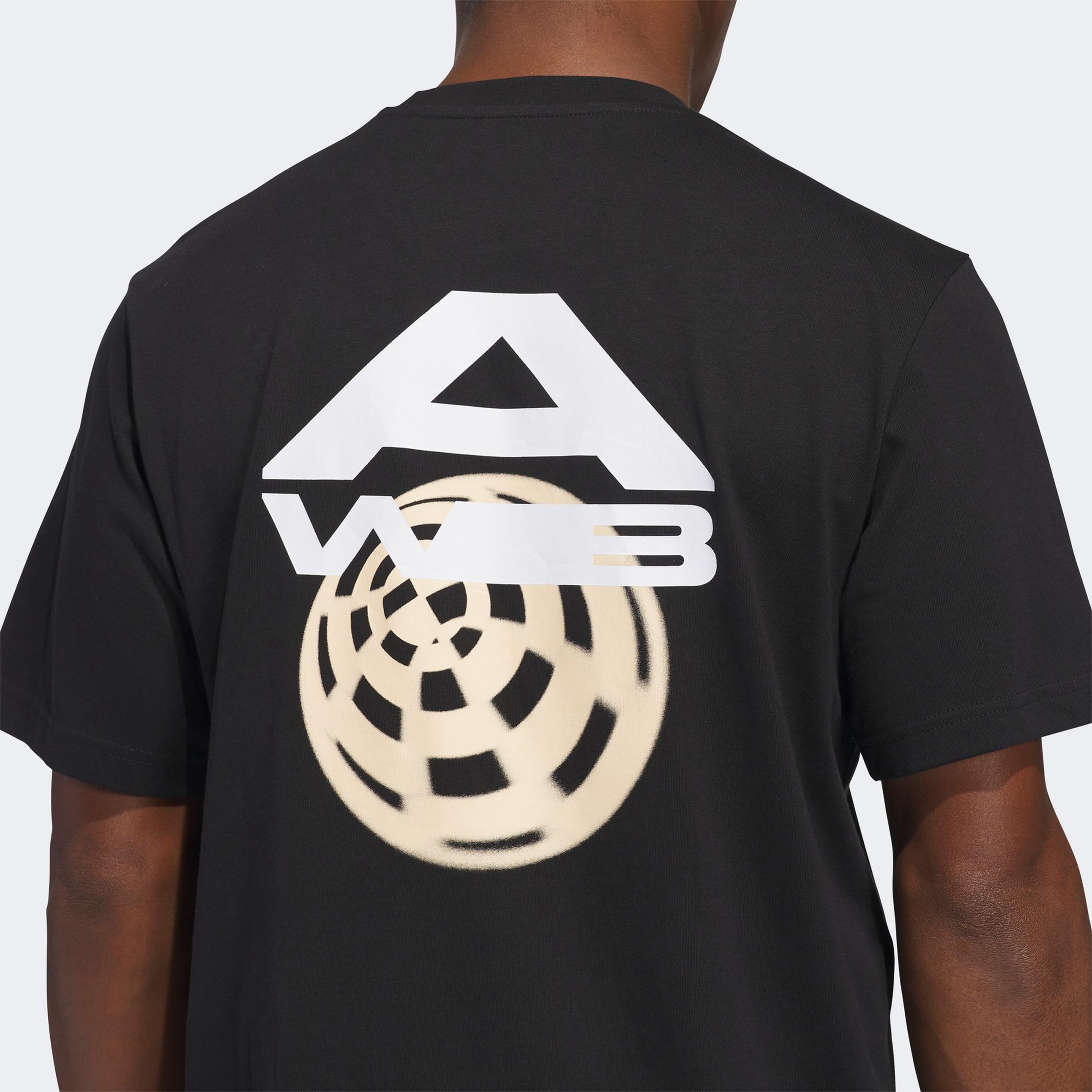 adidas Basketbol Baskılı Erkek Siyah T-Shirt