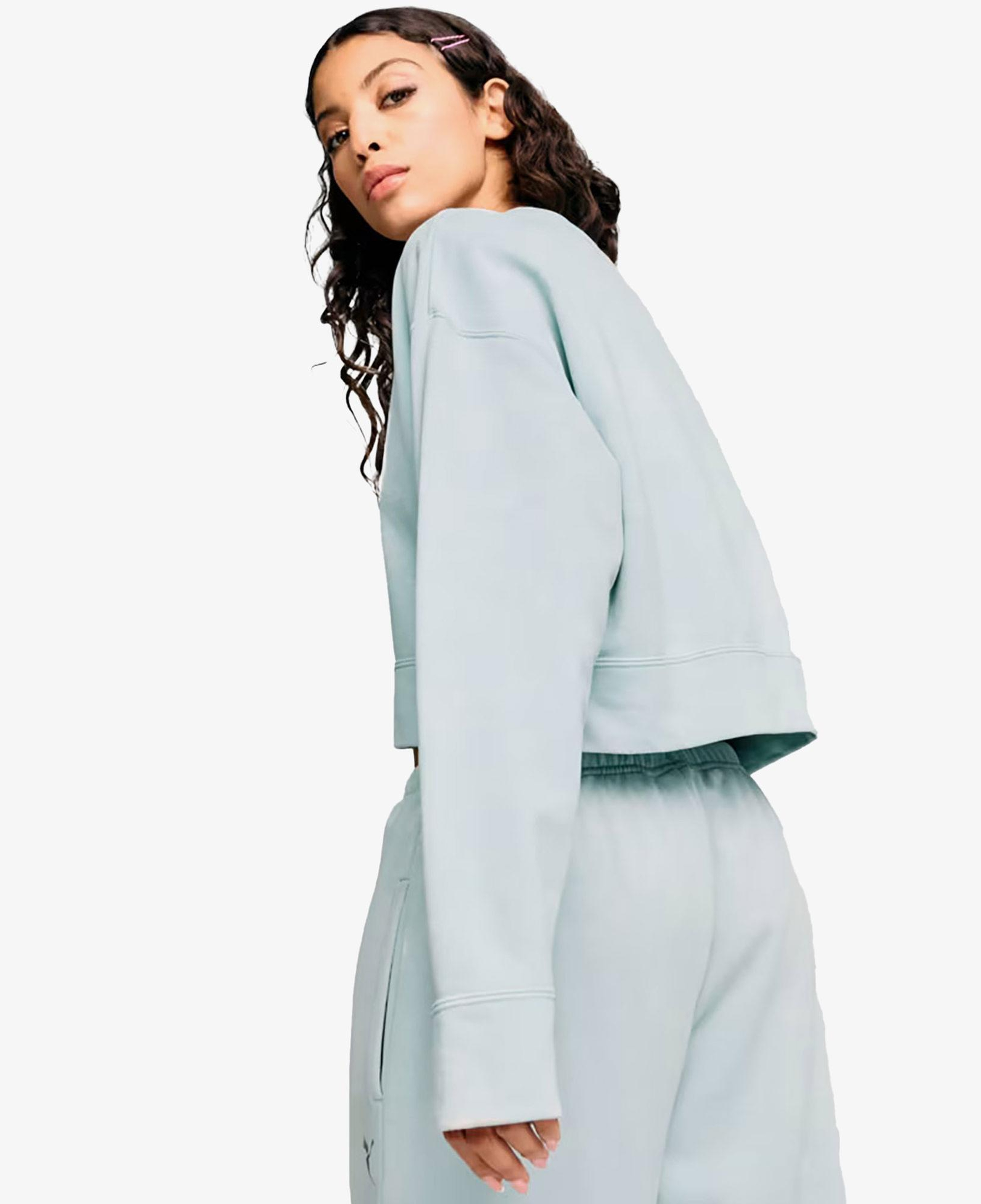 Puma Dare To Relaxed Washed Crew Kadın Mavi Sweatshirt