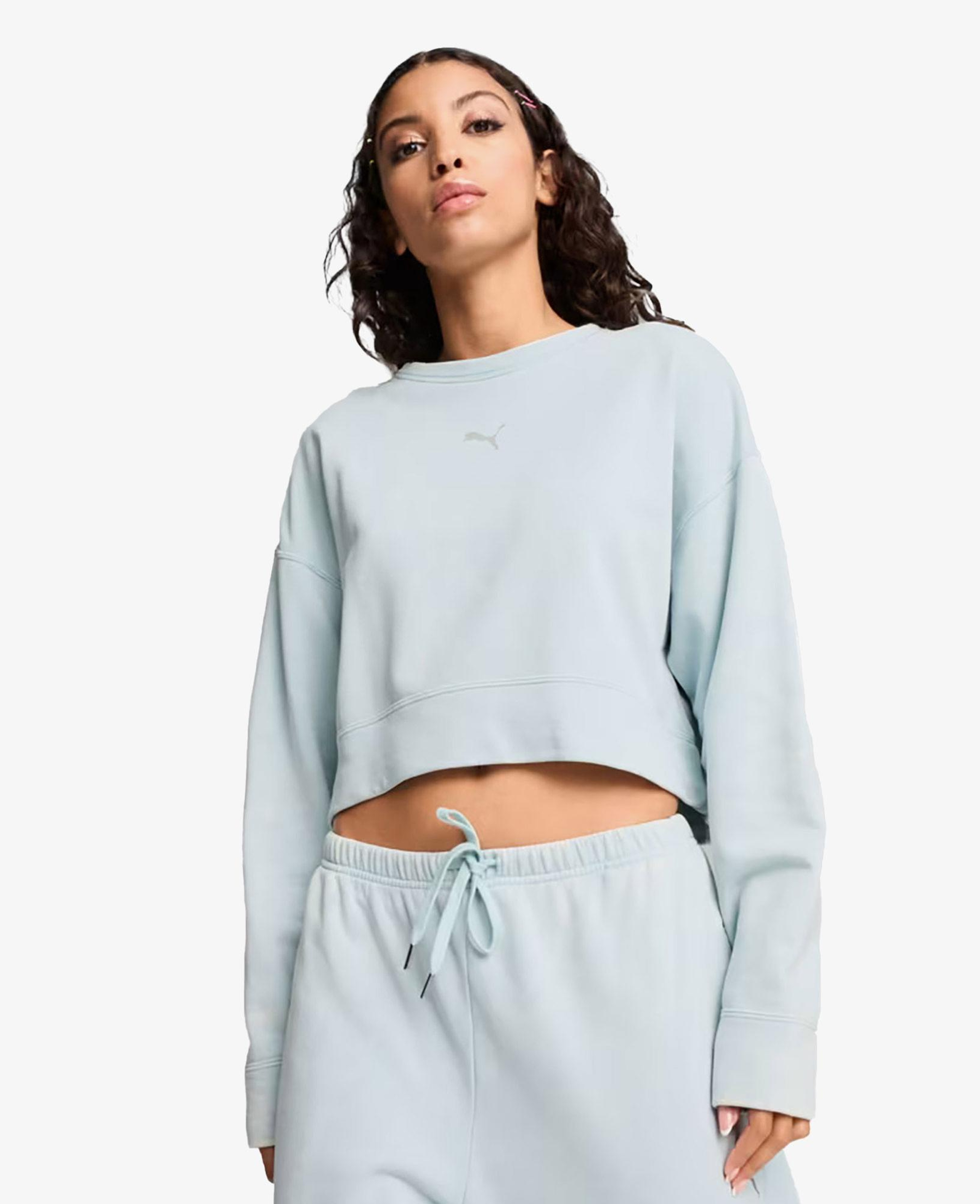 Puma Dare To Relaxed Washed Crew Kadın Mavi Sweatshirt