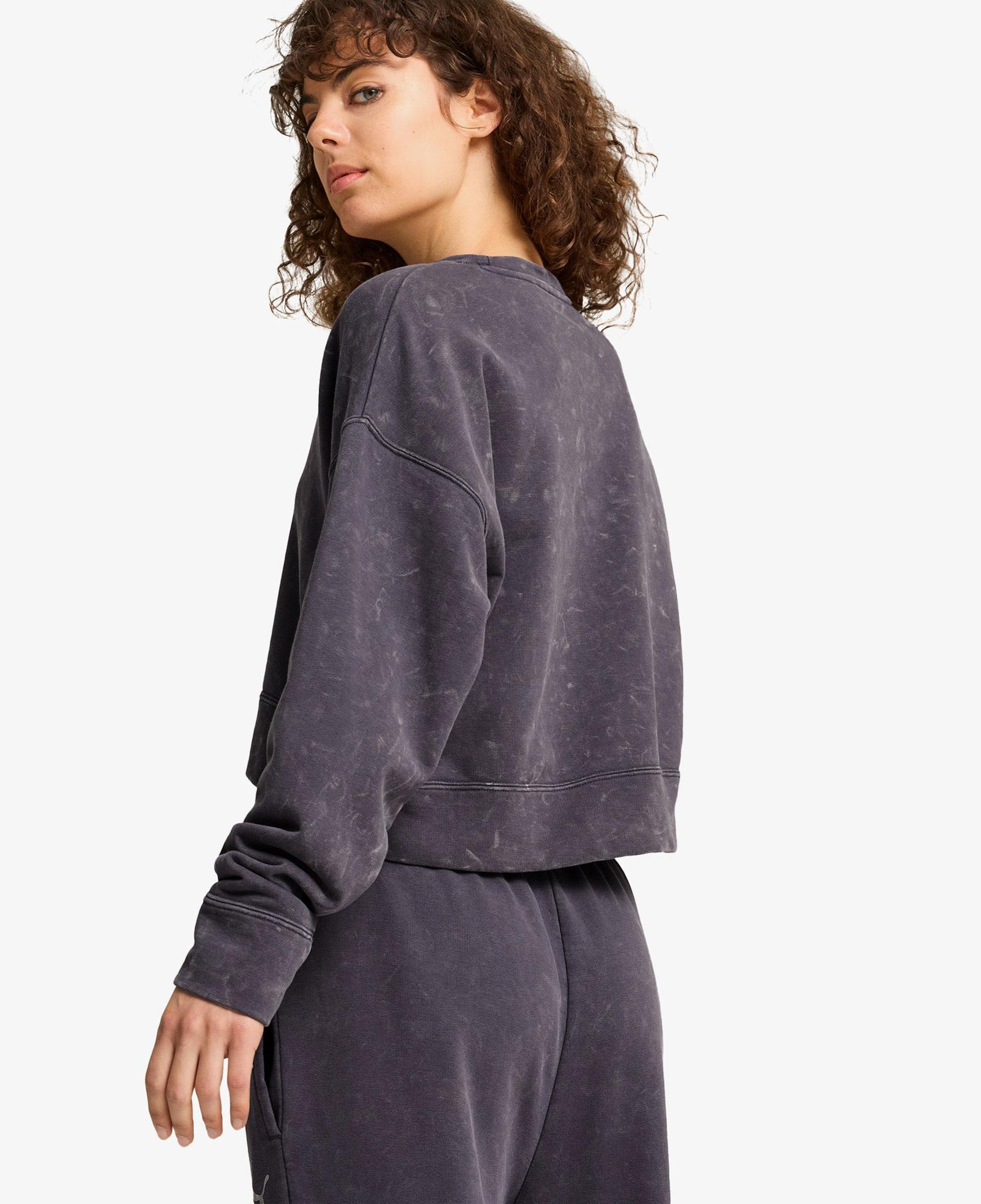 Puma Dare To Relaxed Washed Crew Kadın Gri Sweatshirt