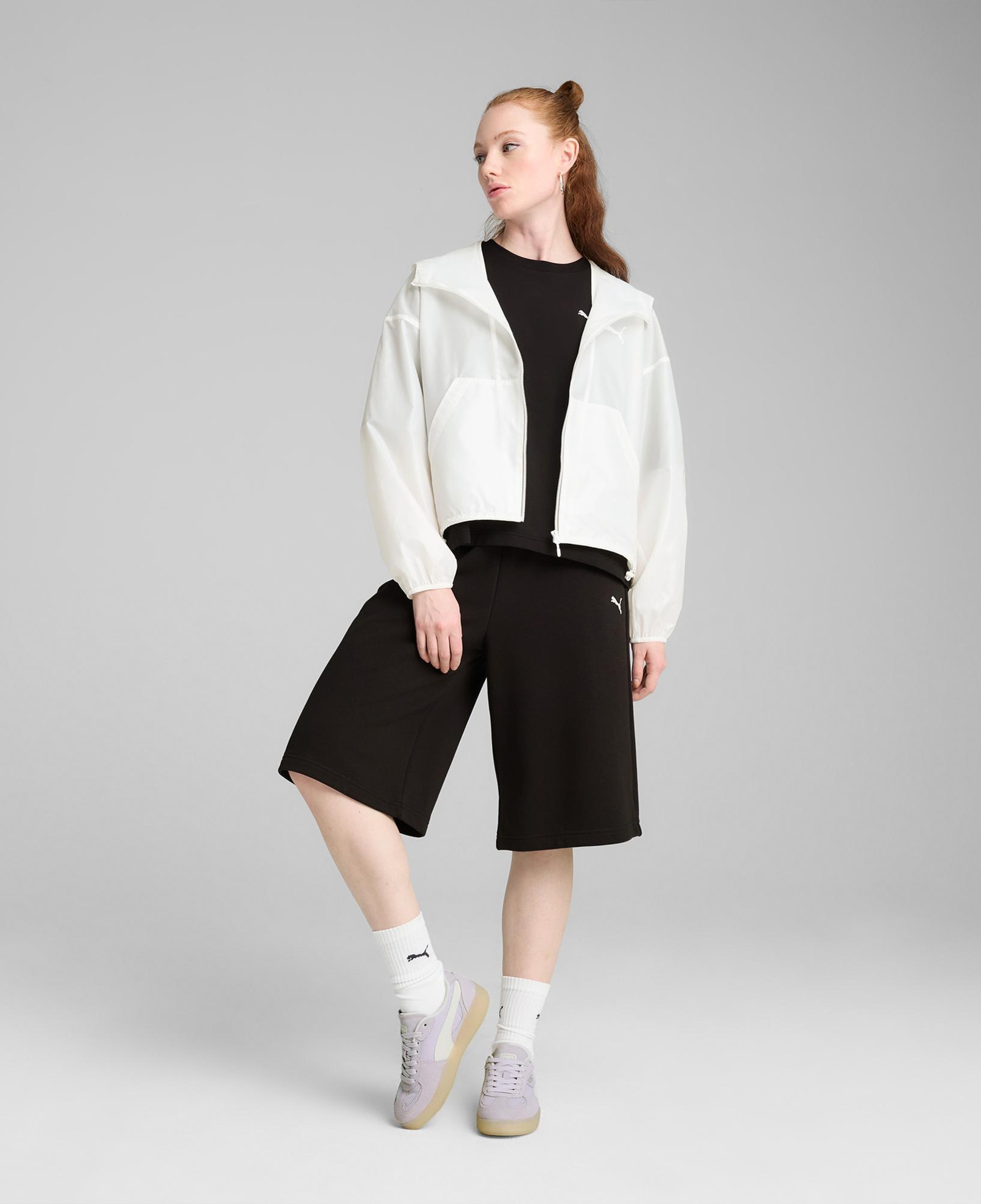 Puma Wardrobe Essentials Oversized Kadın Beyaz Rüzgarlık