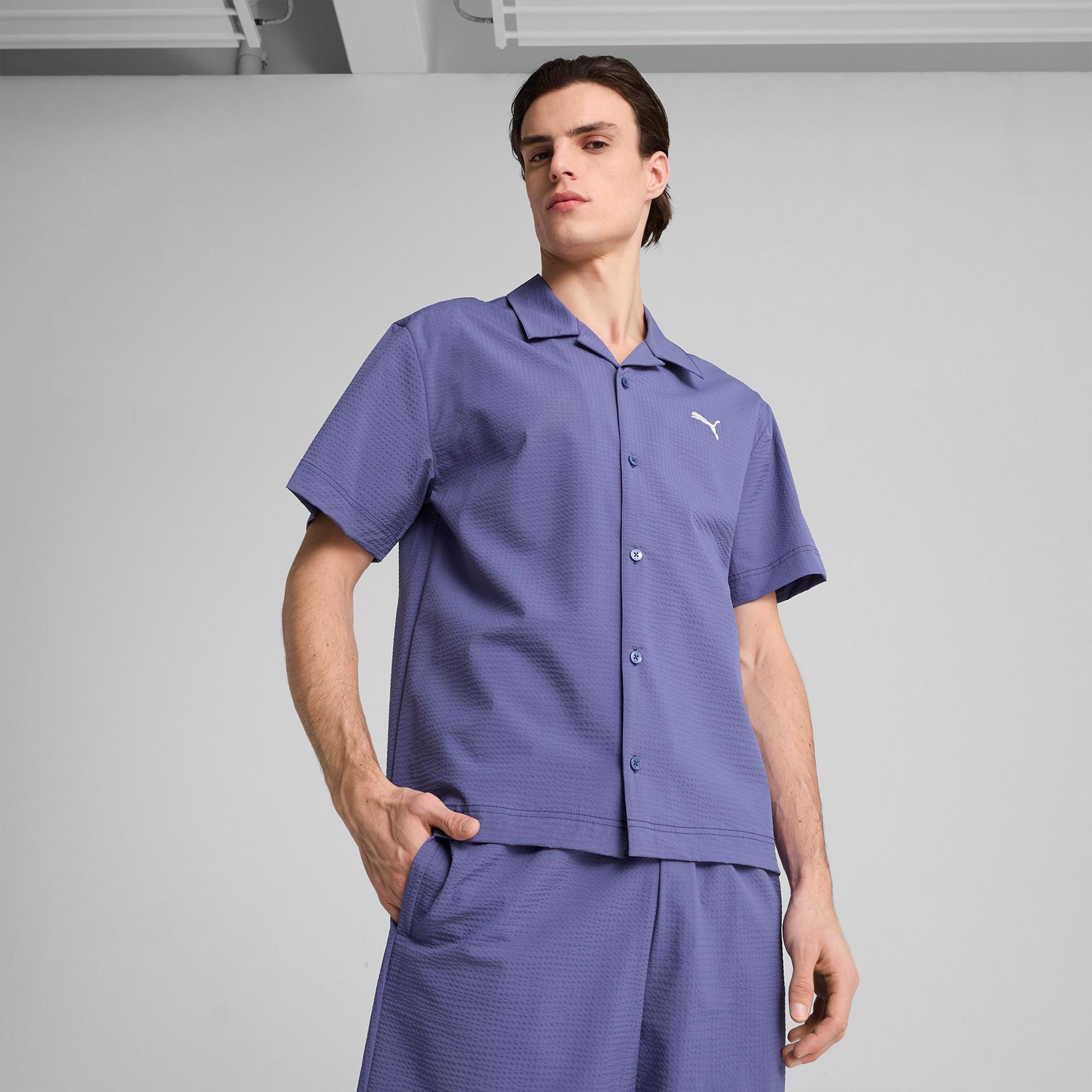 Puma Wardrobe Ess Relaxed Erkek Mavi Gömlek