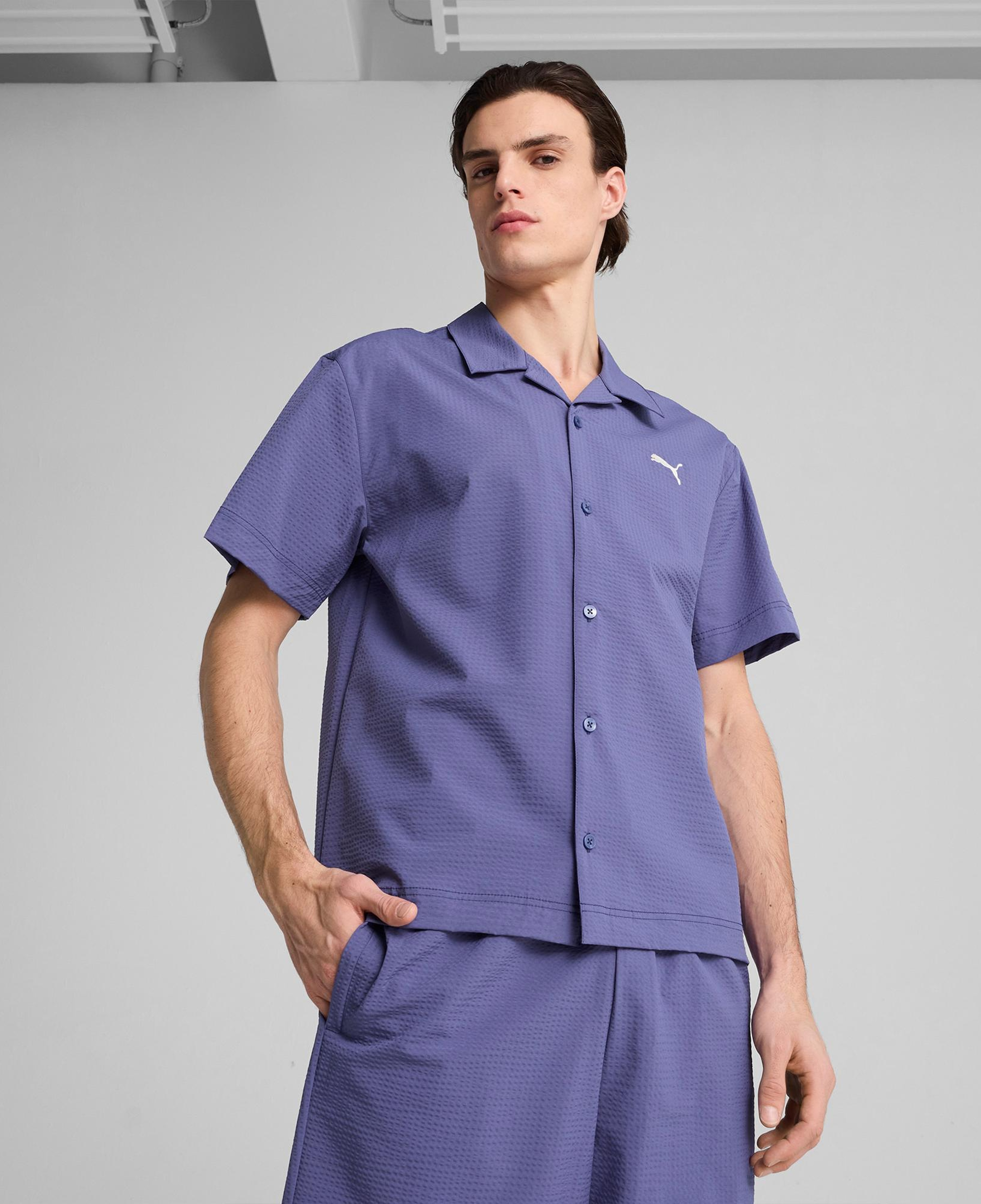 Puma Wardrobe Ess Relaxed Erkek Mavi Gömlek