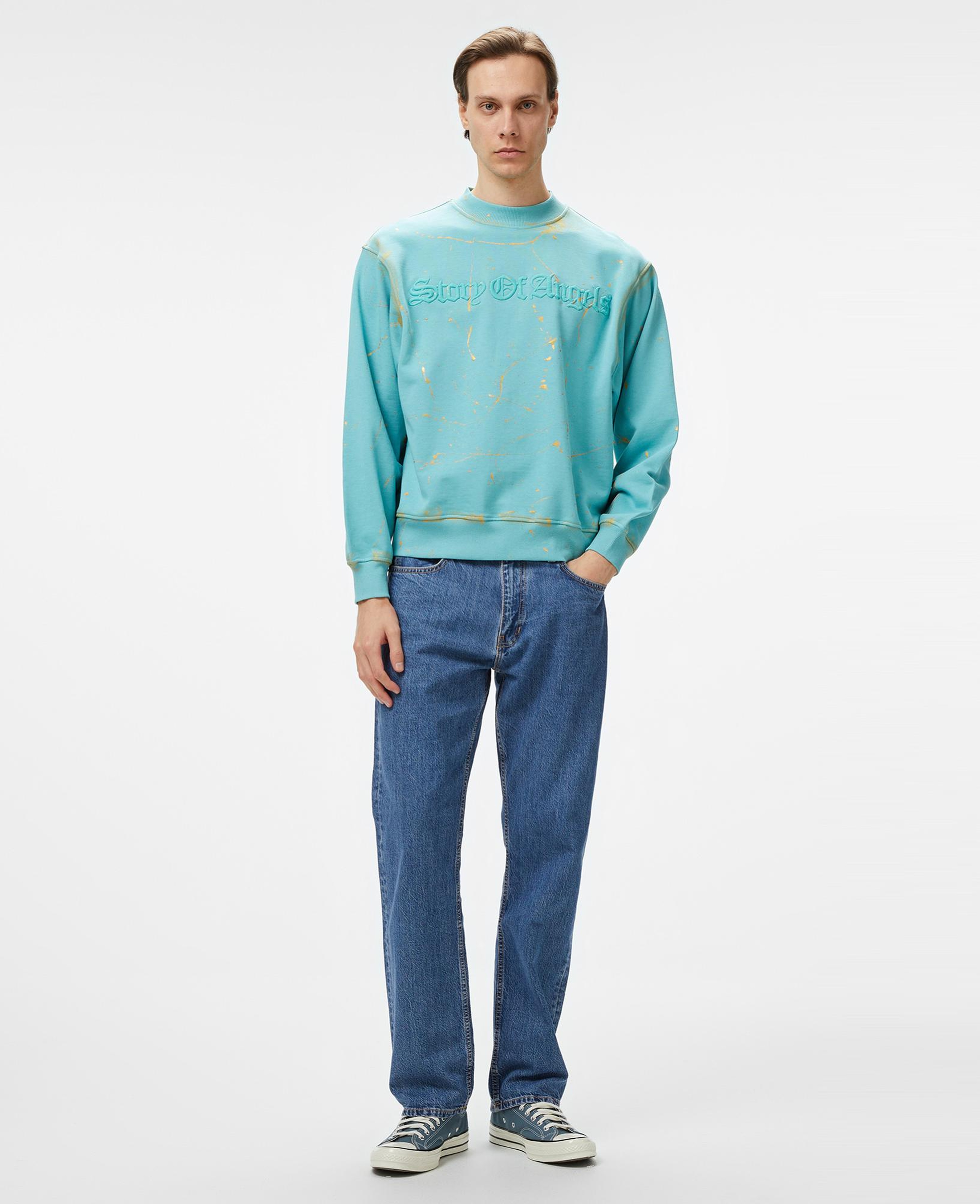 Story Of Angels Soa Gold Angel Hand-Dye Erkek Mavi Sweatshirt