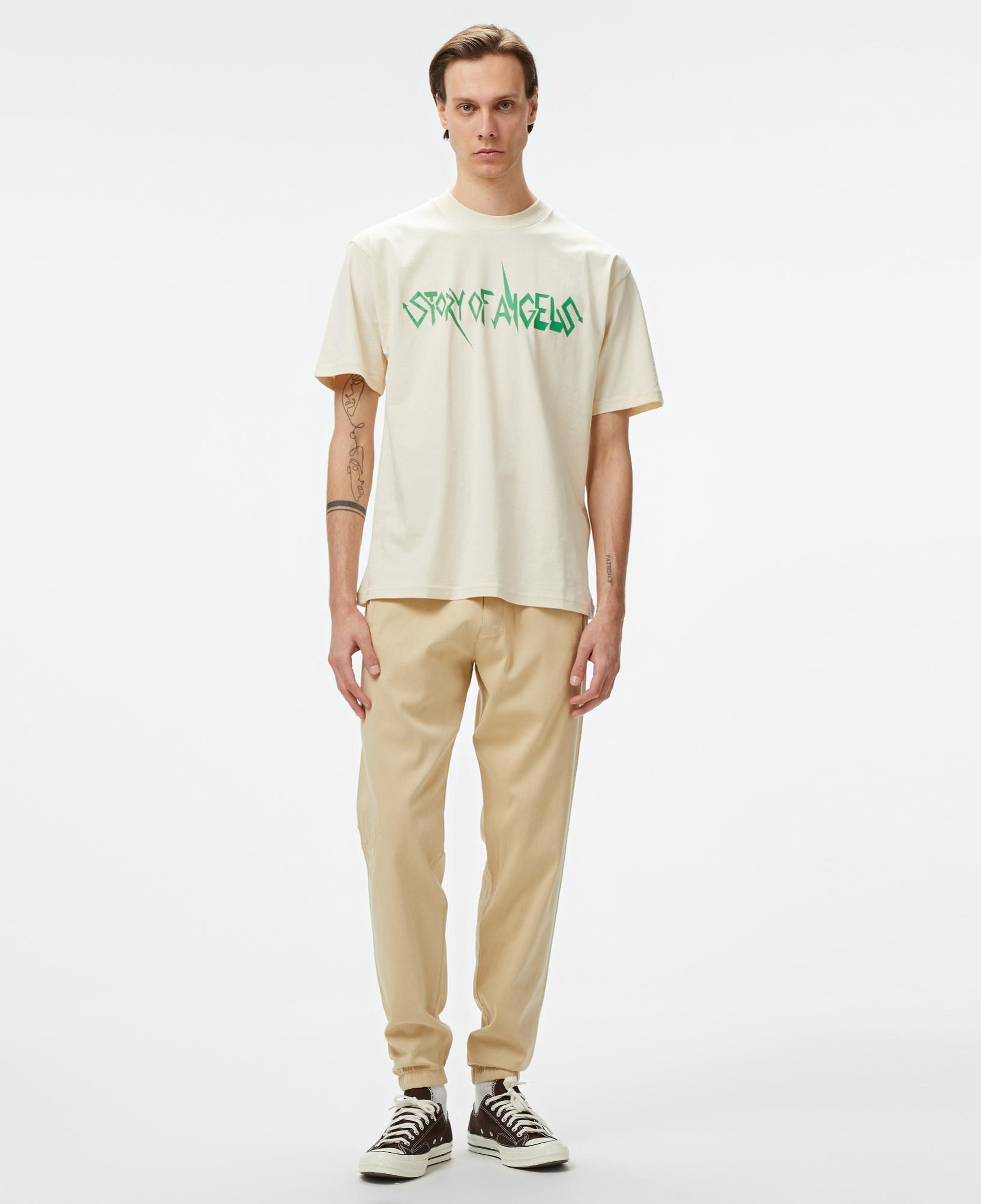 Story Of Angels Dream Logo Band Erkek Krem T-Shirt