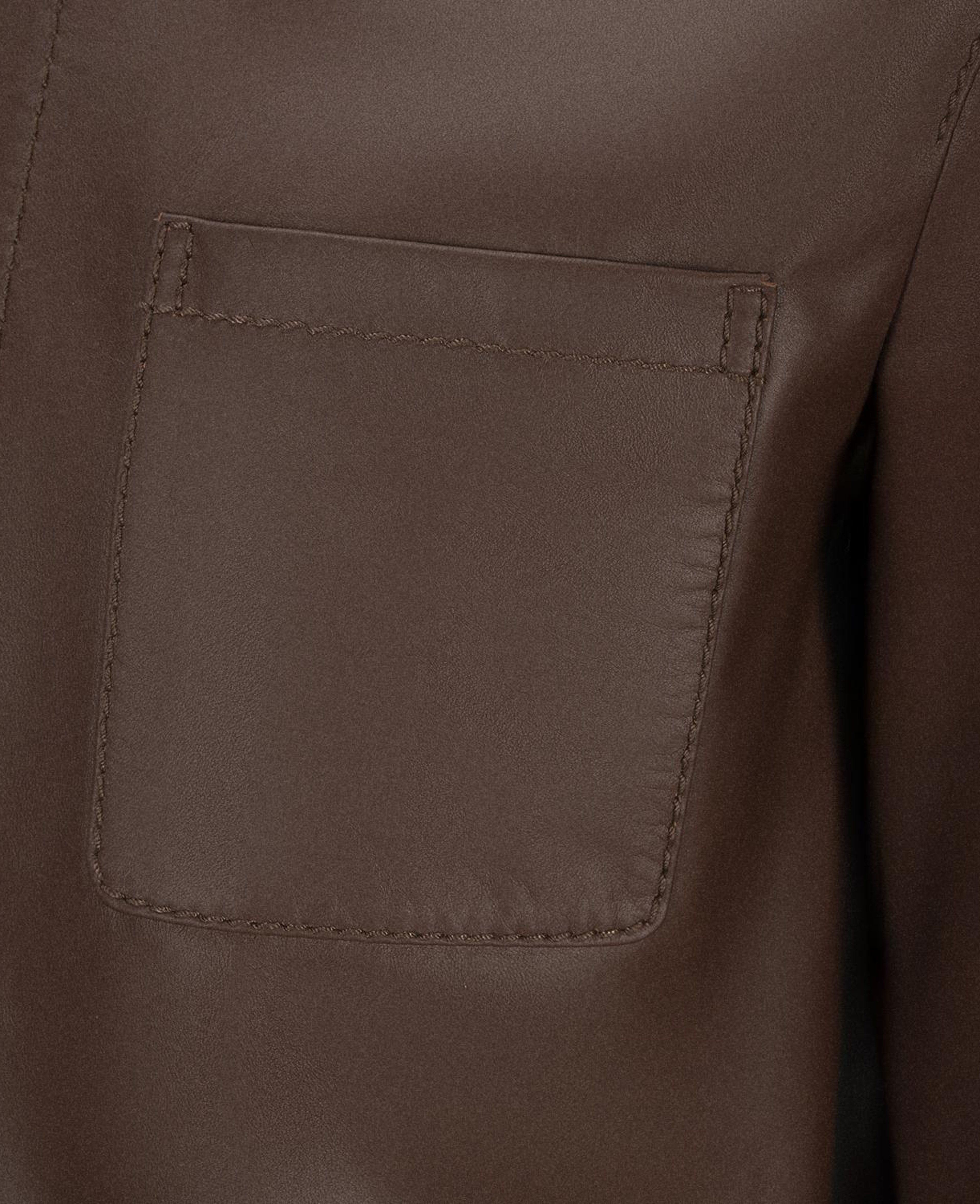 Erkek Kahve Gömlek Yakalı Deri Ceket