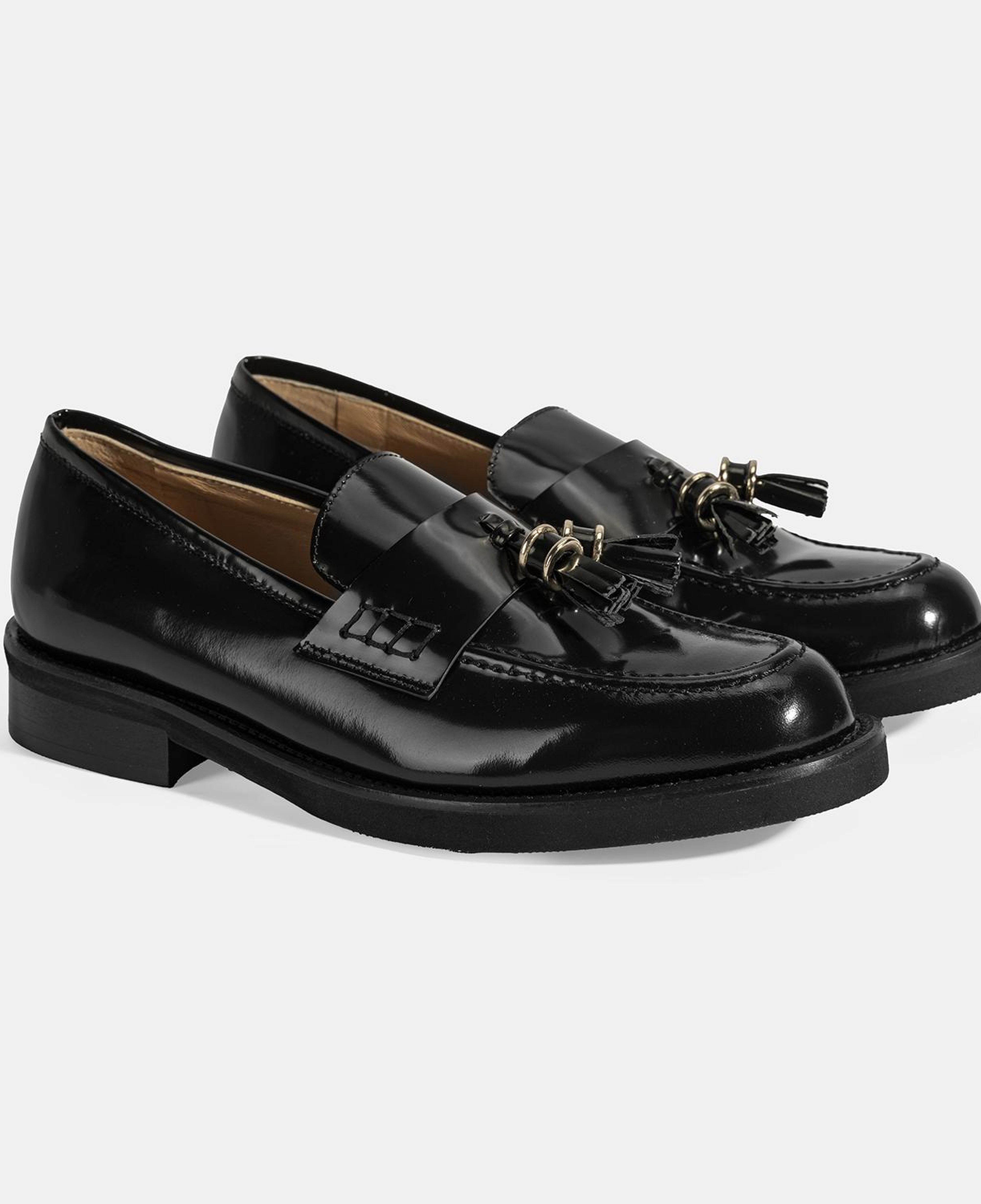 Luca Grossi Kadın Siyah Püskül Detaylı Deri Loafer