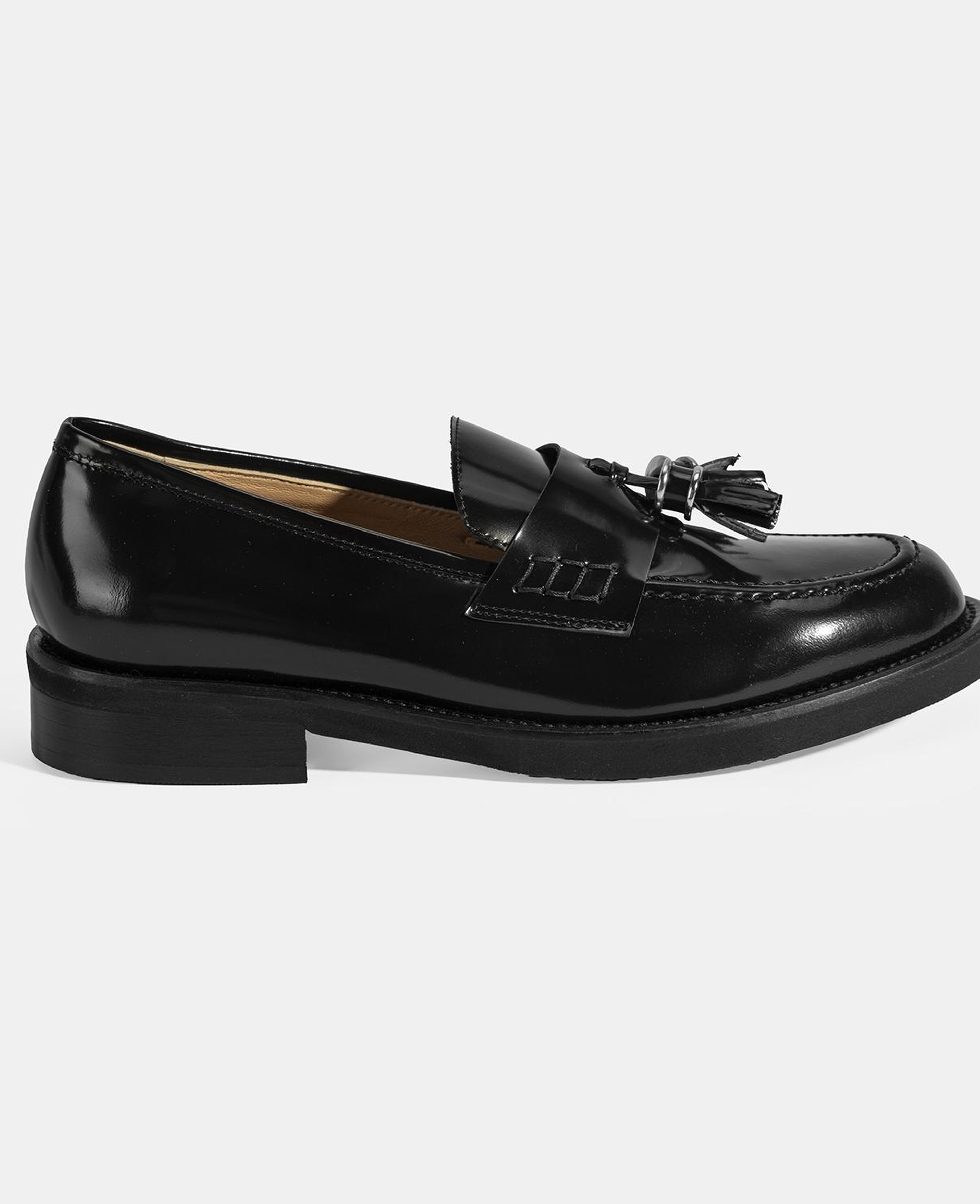 Luca Grossi Kadın Siyah Püskül Detaylı Deri Loafer