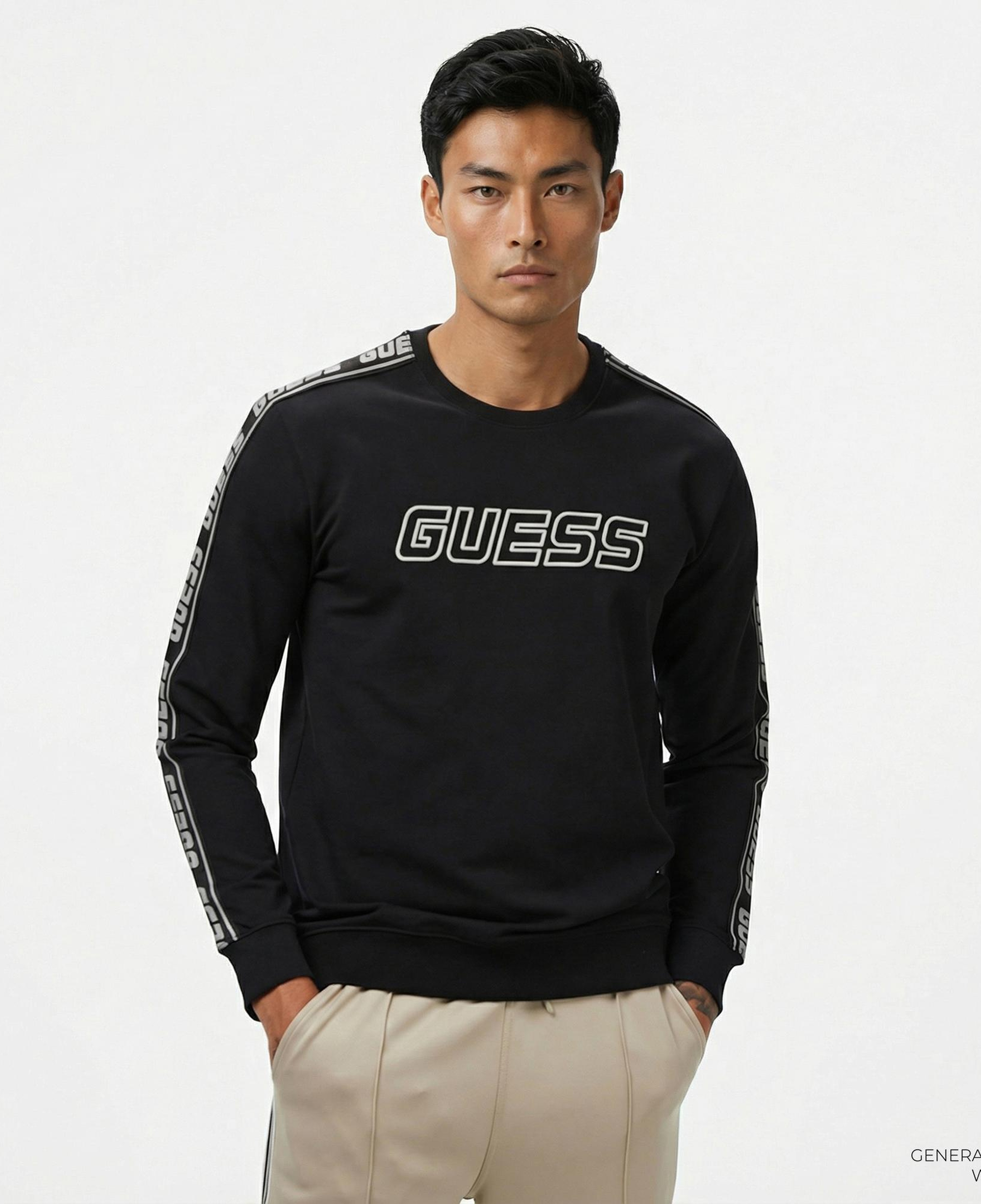 Guess Arlo Erkek Siyah Sweatshirt