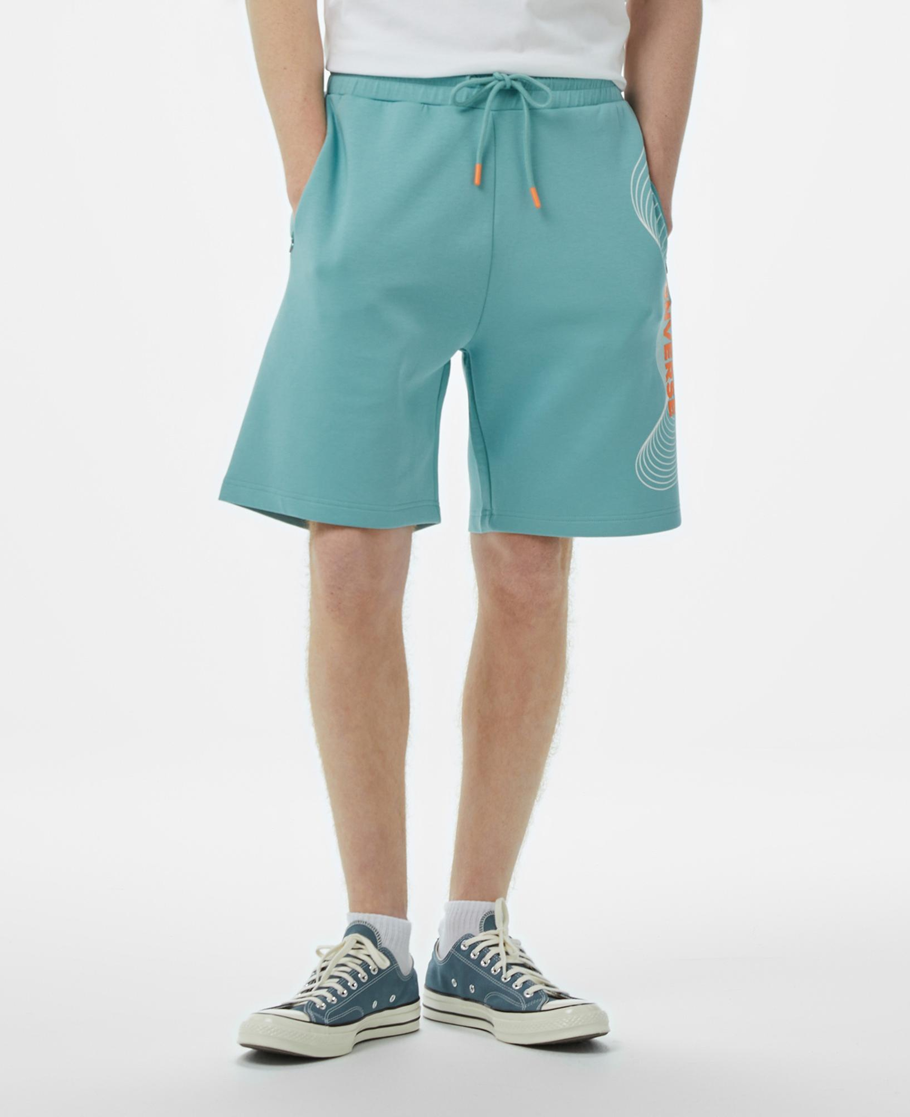 Converse Baskılı Erkek Oversize Fit Mavi Şort