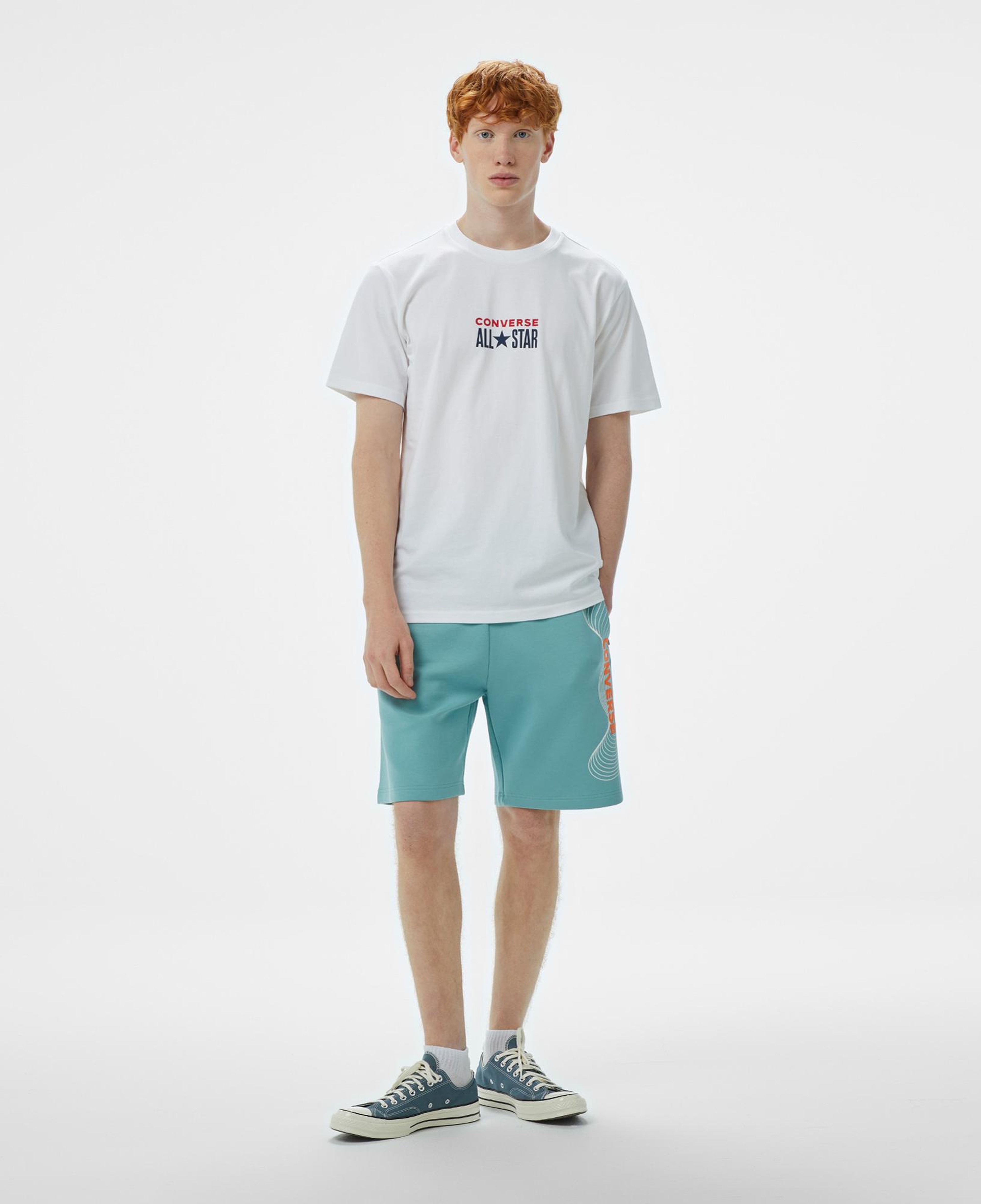 Converse Baskılı Erkek Oversize Fit Mavi Şort