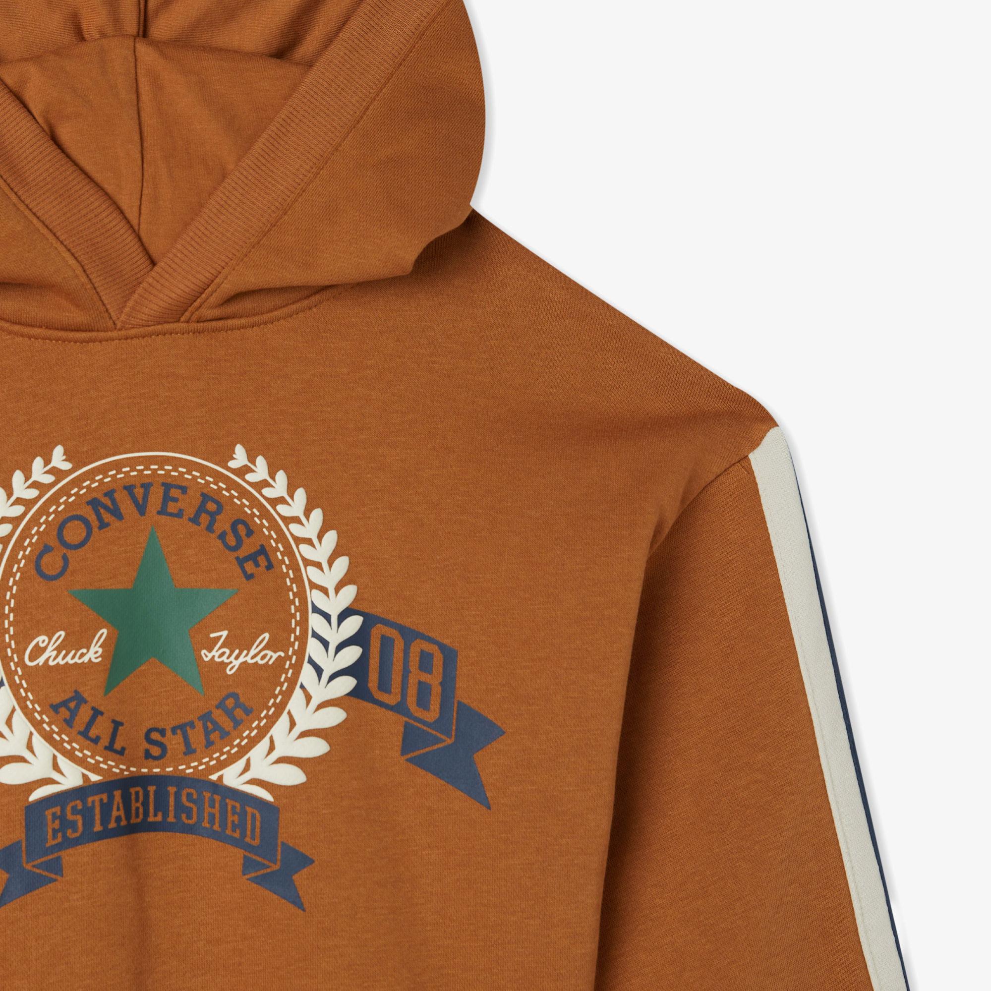 Converse Rec Club Ft Stripe Pullover Çocuk Kahverengi Hoodie