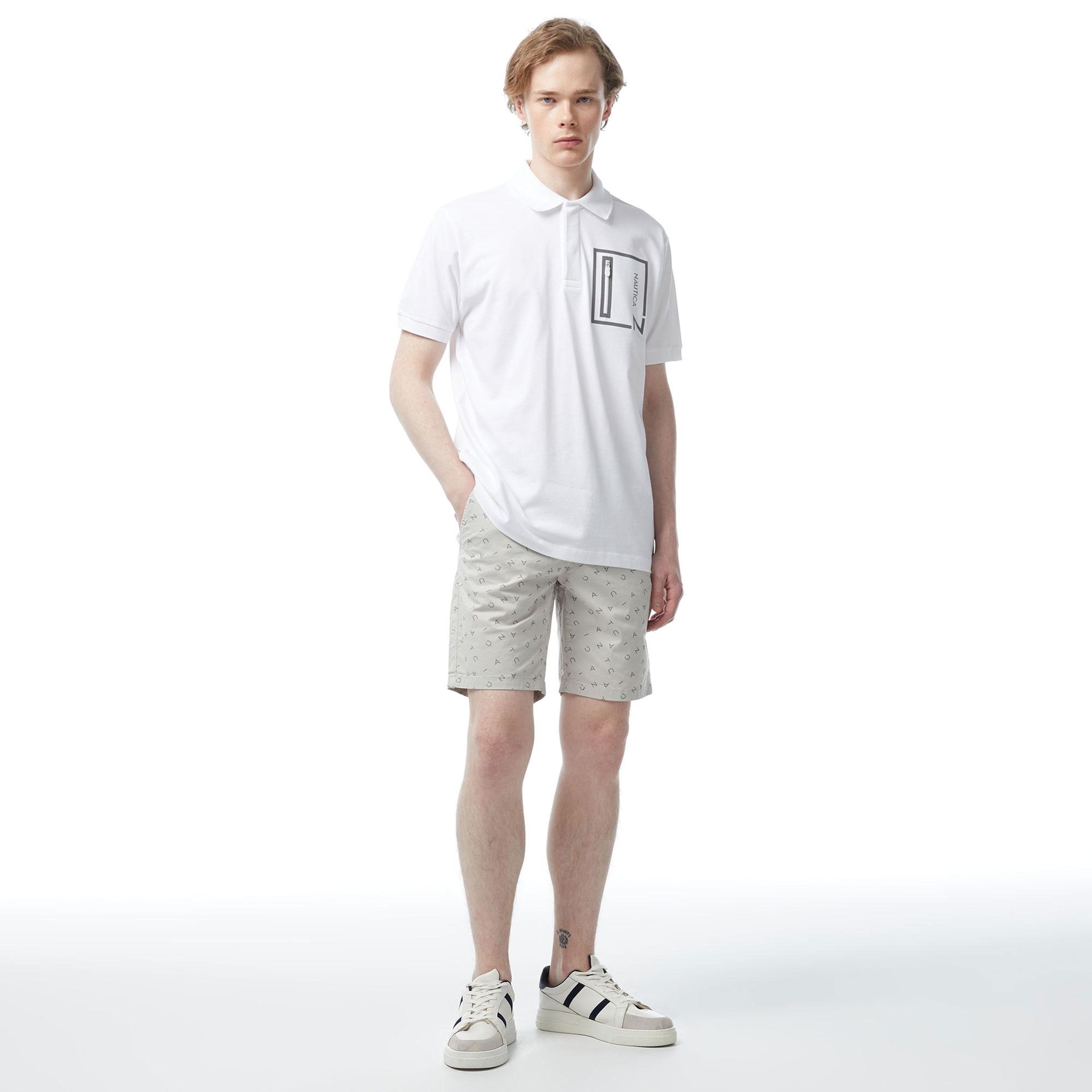 Nautica Erkek Beyaz Classic Fit Kısa Kollu Polo Yaka T-Shirt