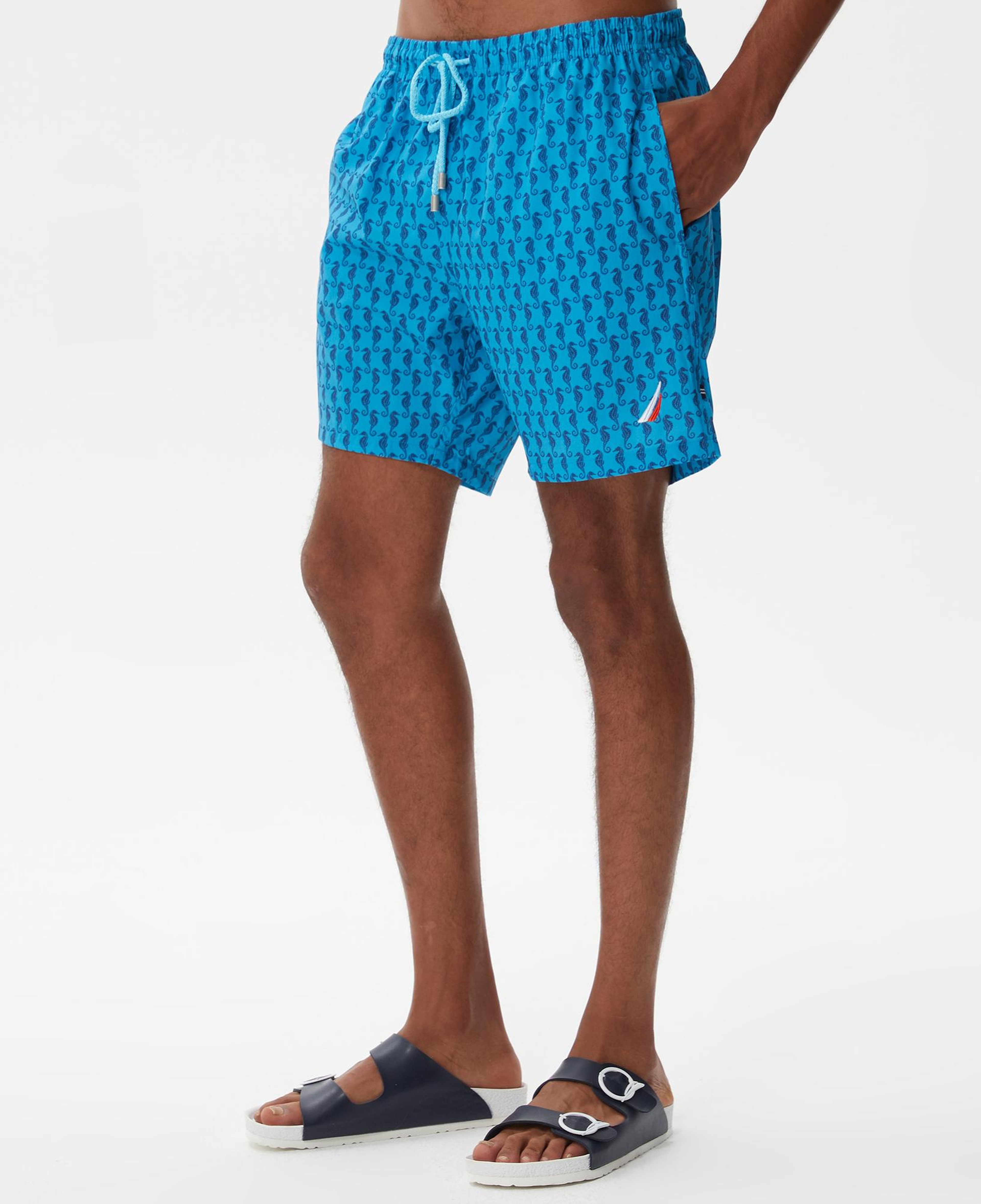 Nautica Erkek Mavi Baskılı Deniz Şortu