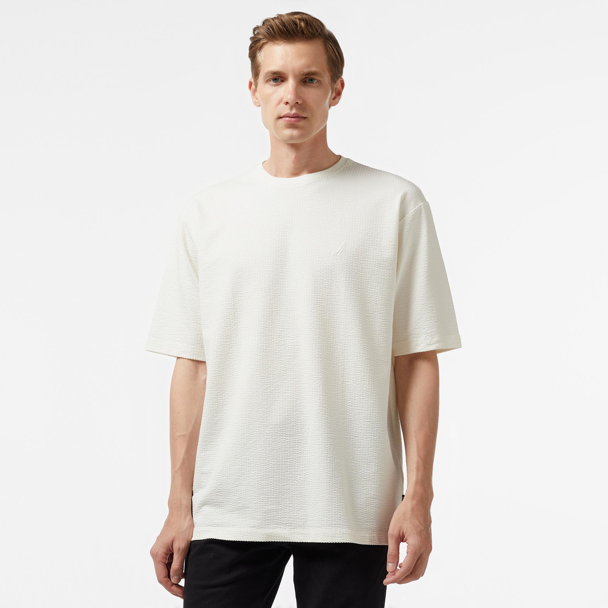 Nautica Erkek Krem Rengi Oversize T-Shirt