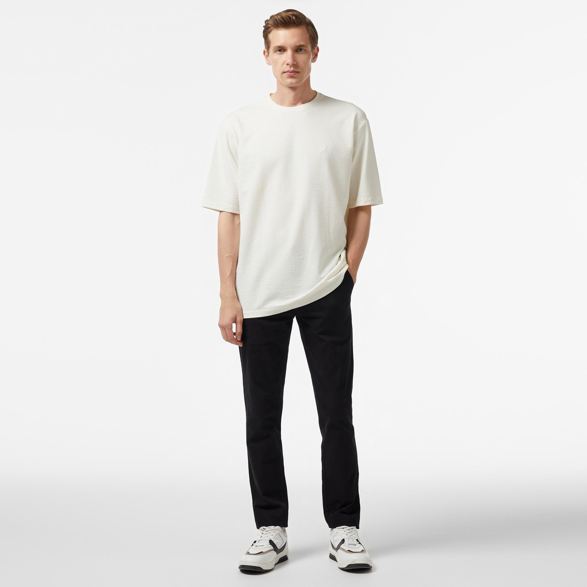 Nautica Erkek Krem Rengi Oversize T-Shirt