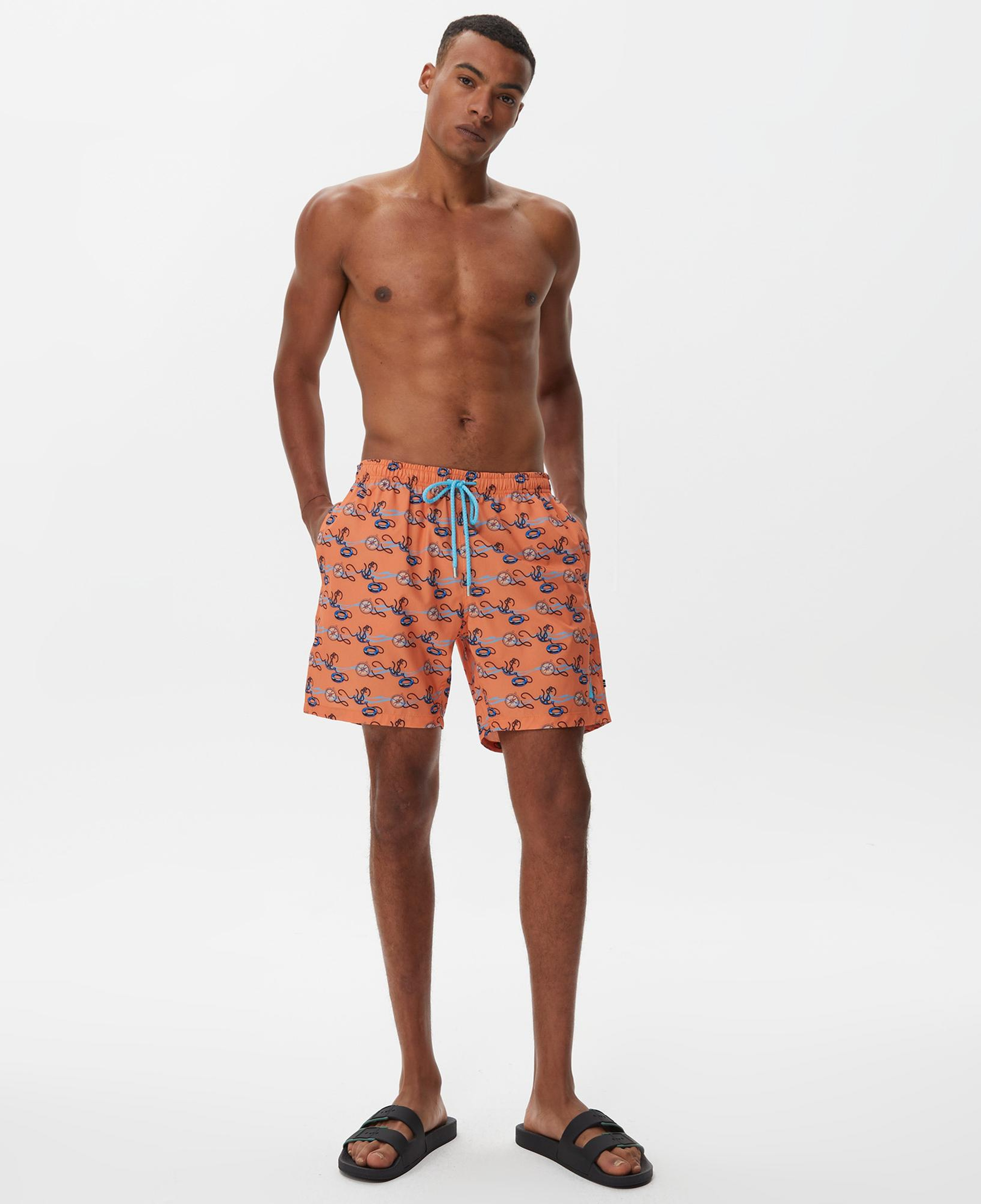 Nautica Erkek Turuncu Baskılı Deniz Şortu