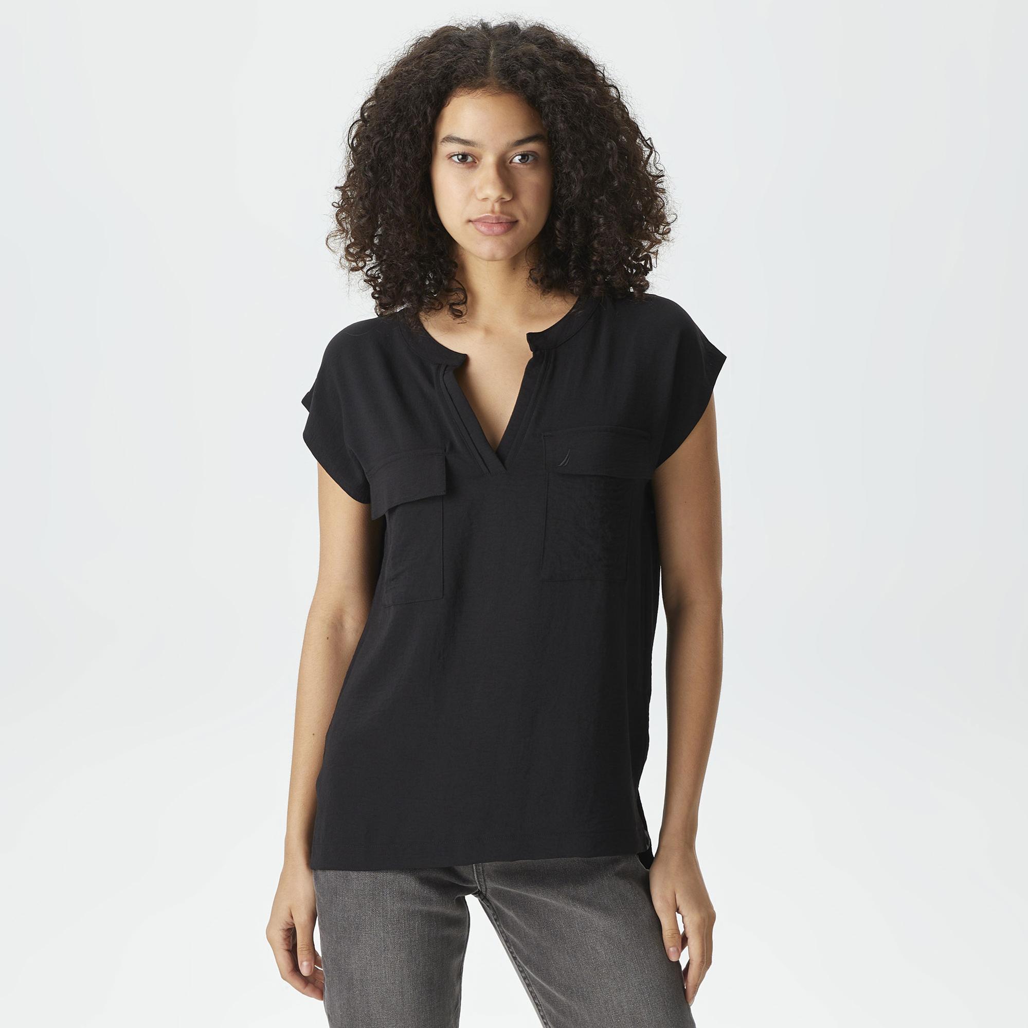 Nautica Kadın Siyah Relaxed Fit Bluz