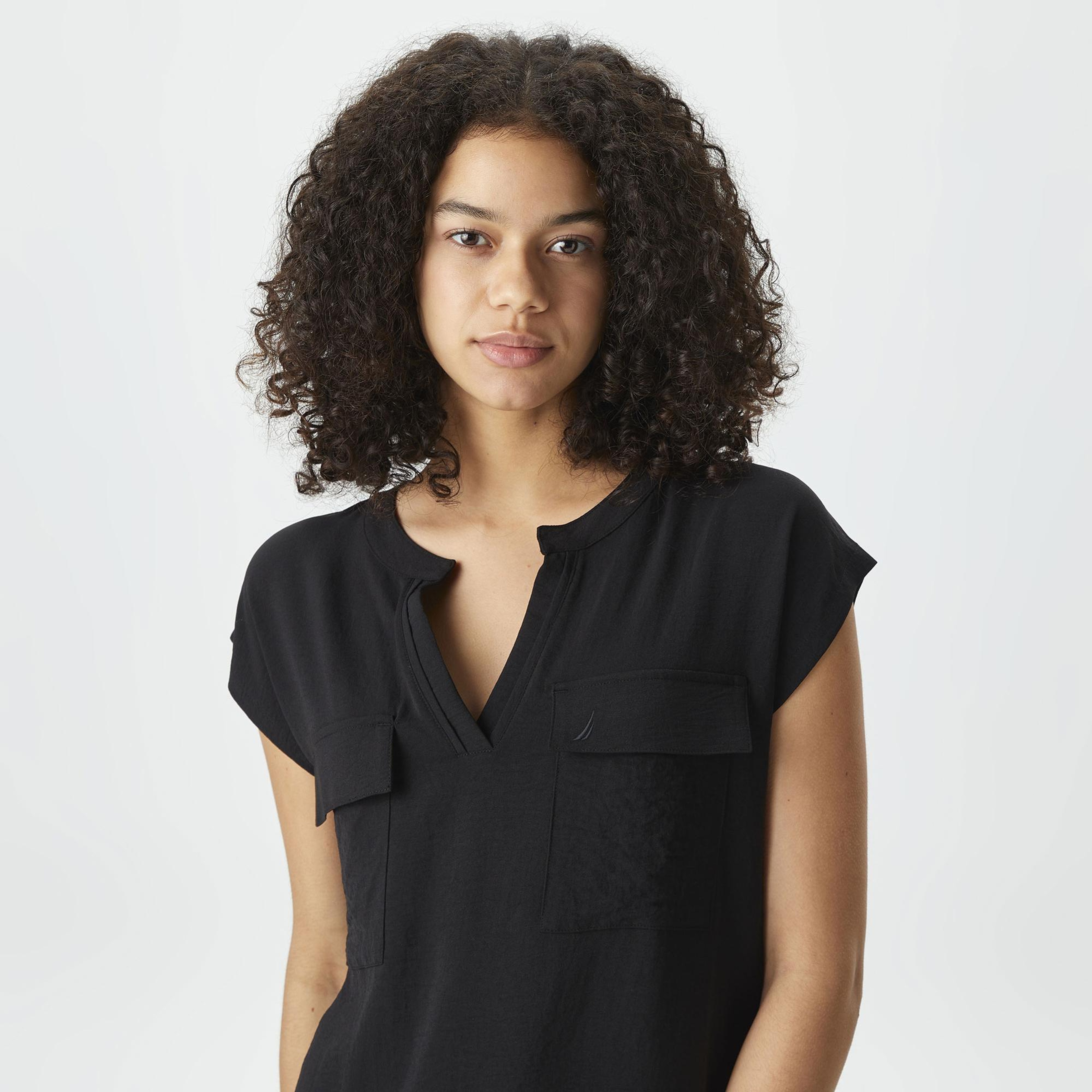 Nautica Kadın Siyah Relaxed Fit Bluz