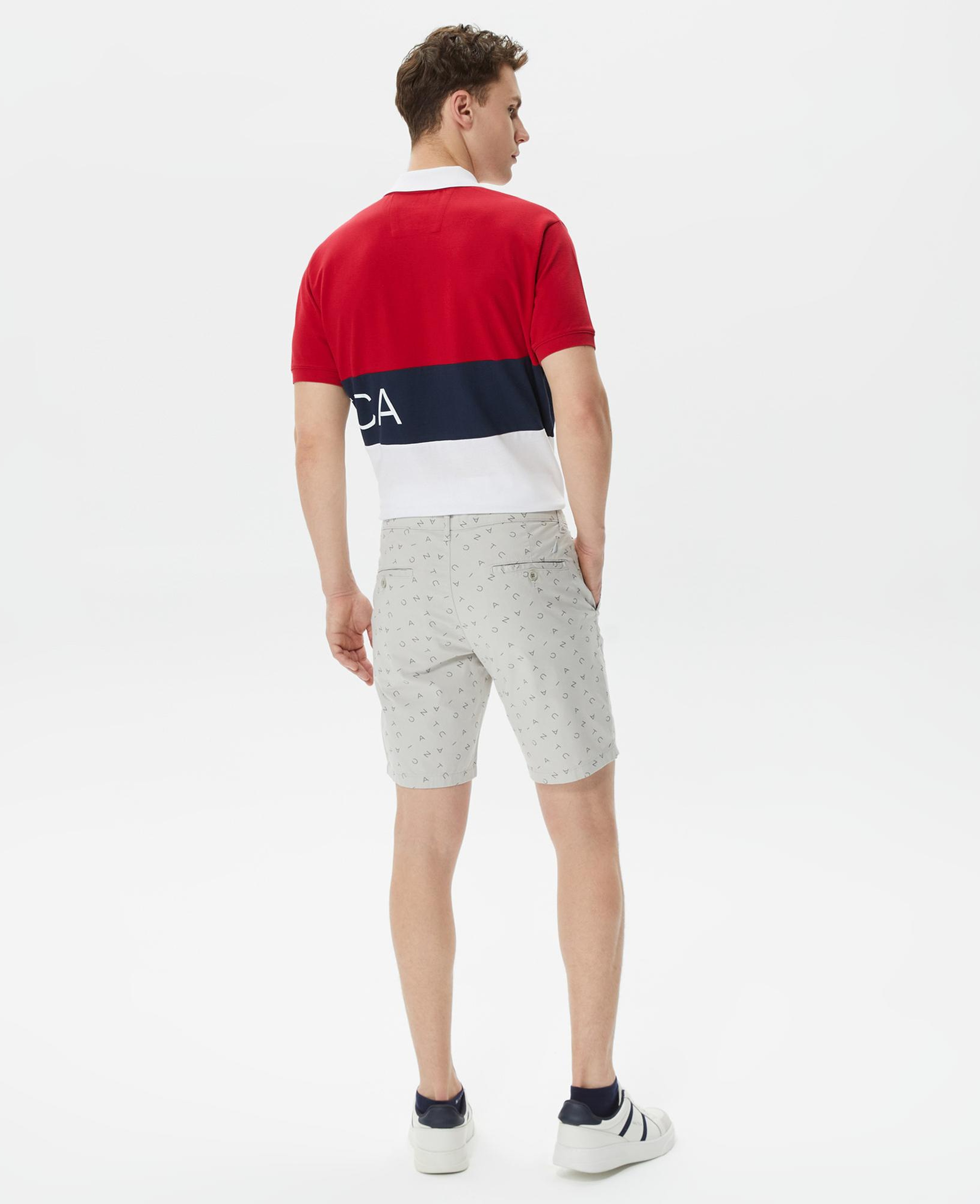 Nautica Erkek Gri Slim Fit Baskılı Bermuda