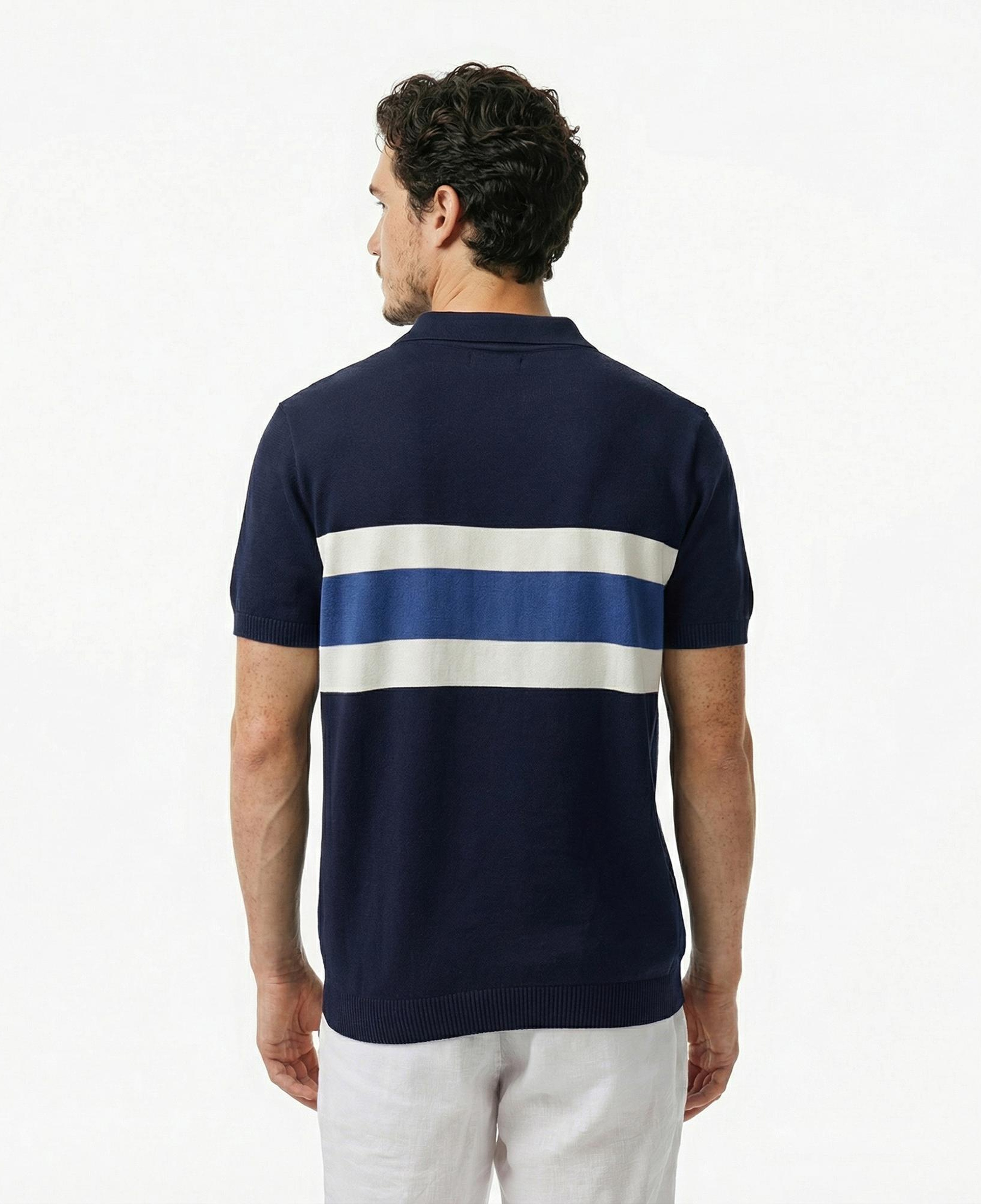 Nautica Erkek Lacivert Classic Fit Çizgili Triko