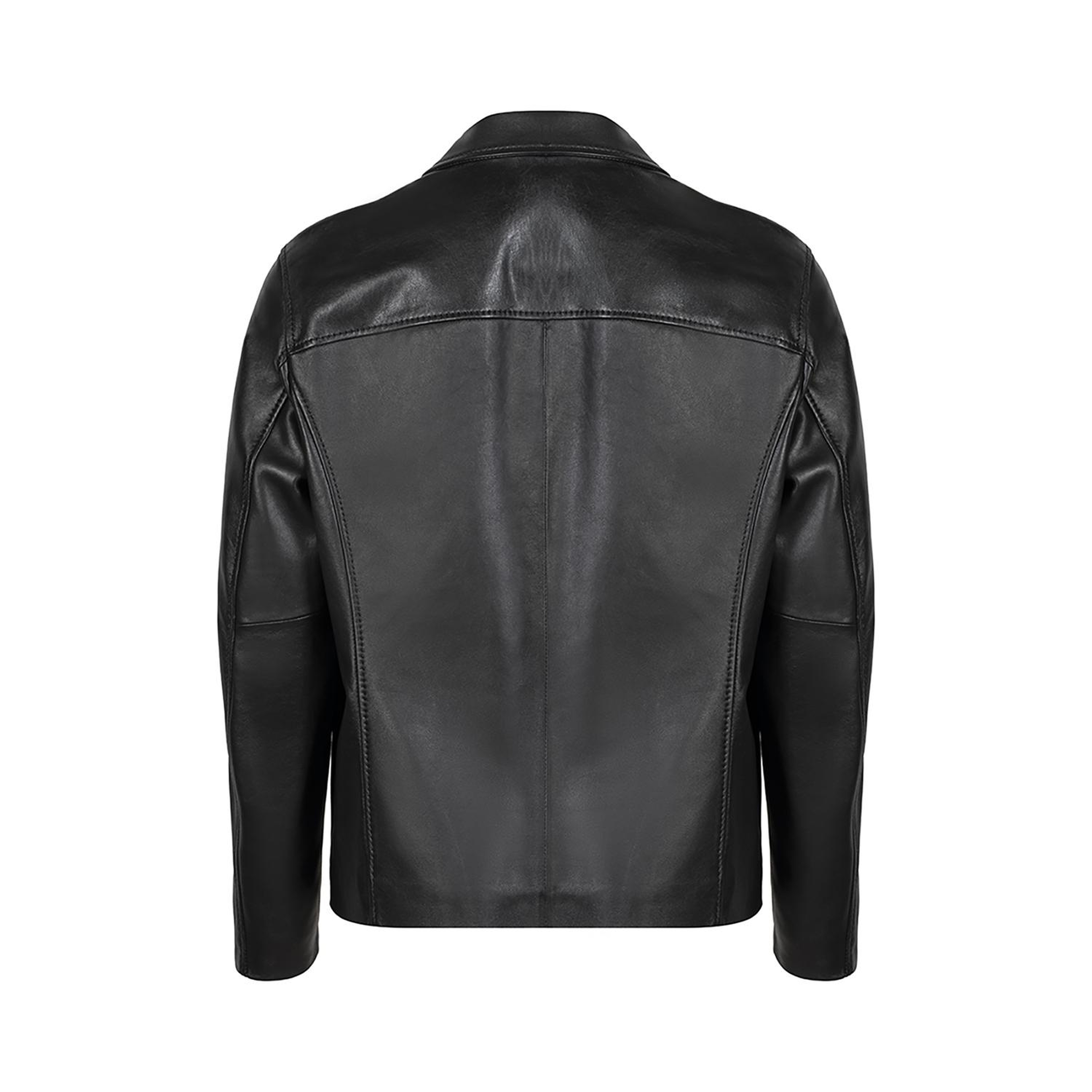 Erkek Siyah Gömlek Yakalı Deri Blazer Ceket